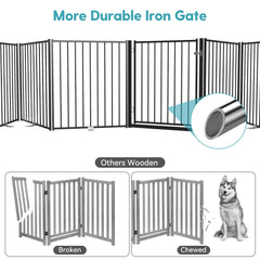 No Pawblems free standing dog gate side profile shows foldable design for easy storage.