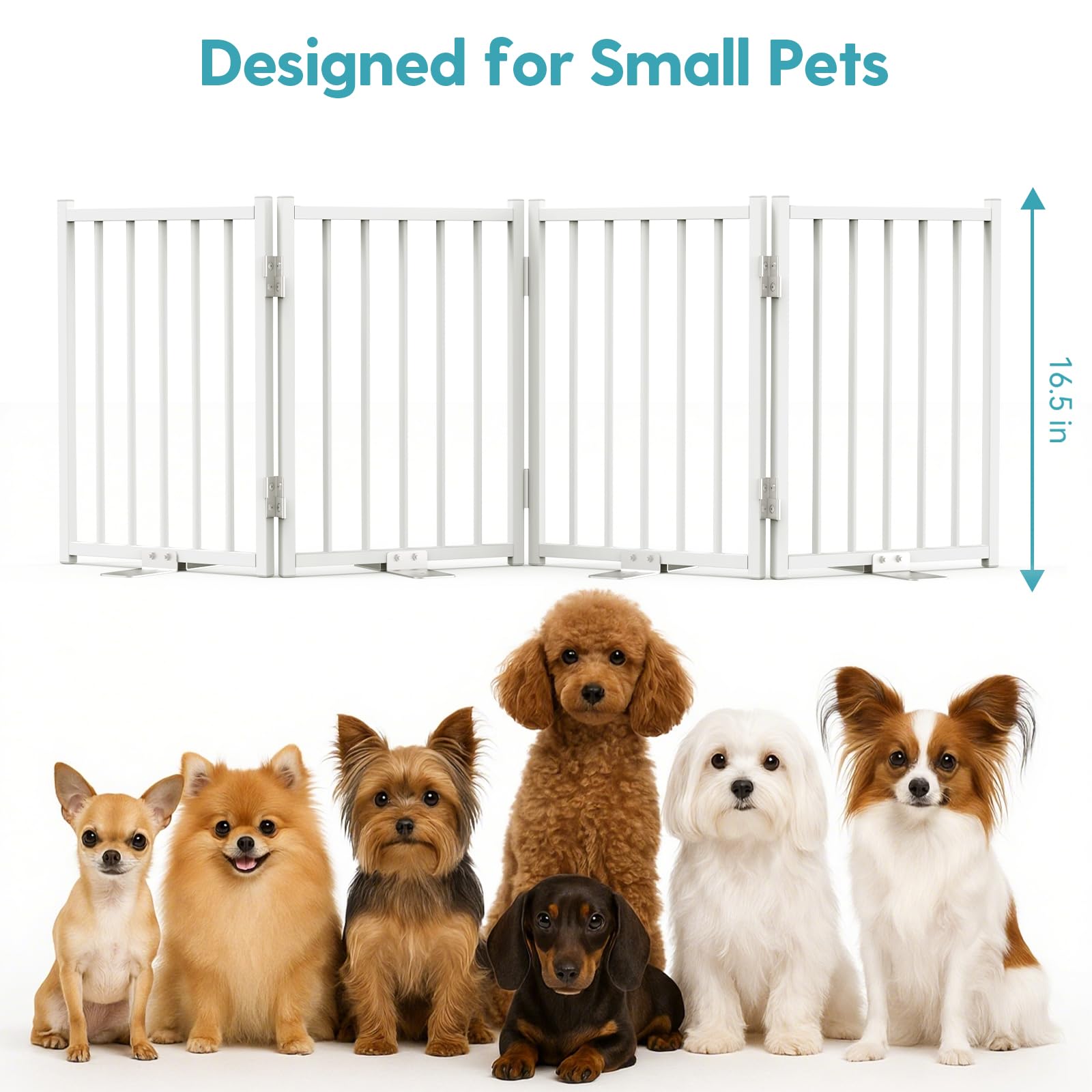 No Pawblems gate suitable for indoor or outdoor use creates a tidy pet boundary.