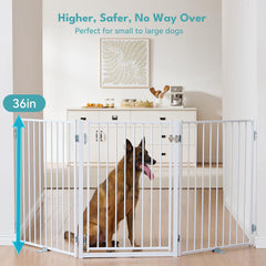 No Pawblems gate 36-inch tall door open showcases convenient walk-through access for people and pets.