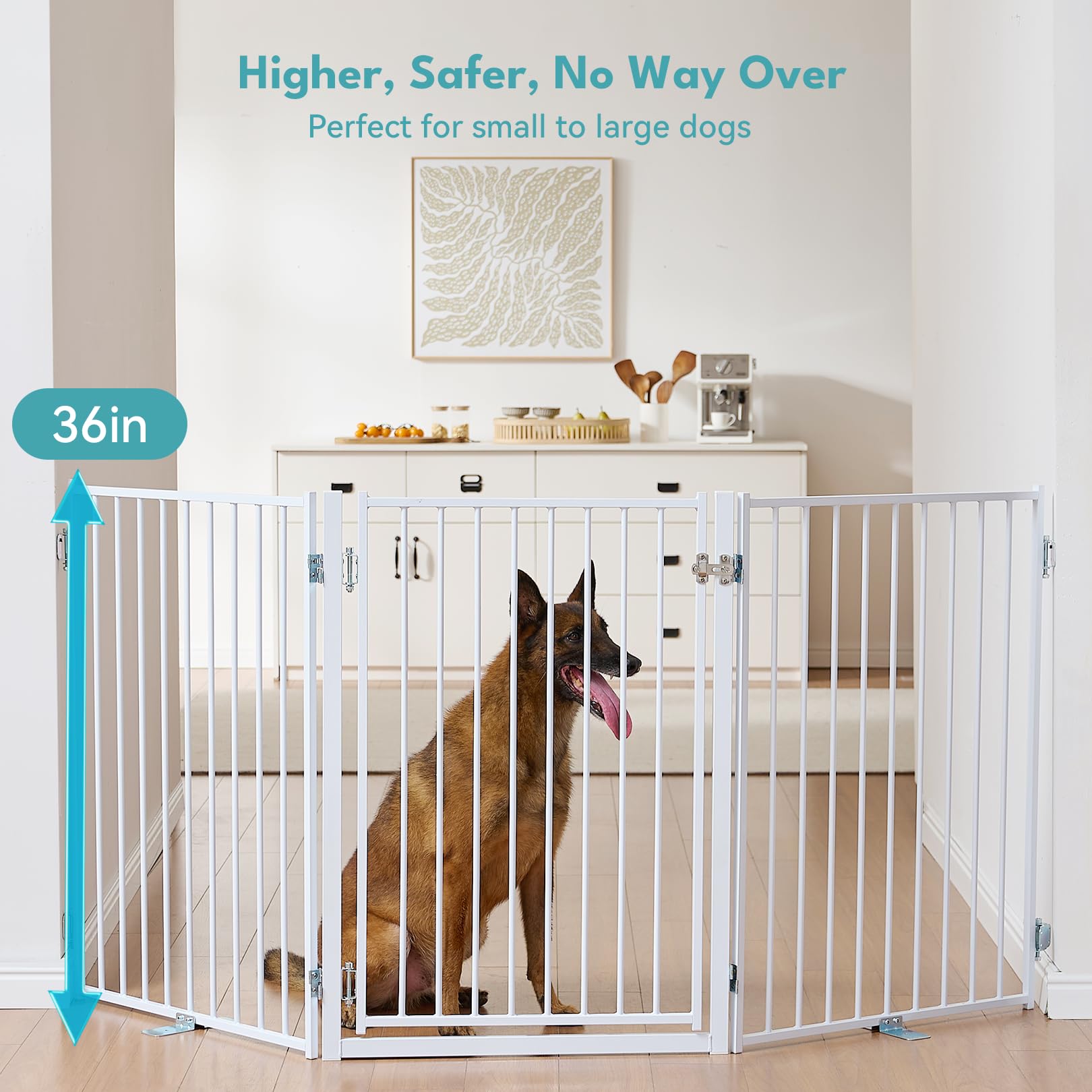 No Pawblems folding panels close-up showing 360-degree hinges for flexible layouts.