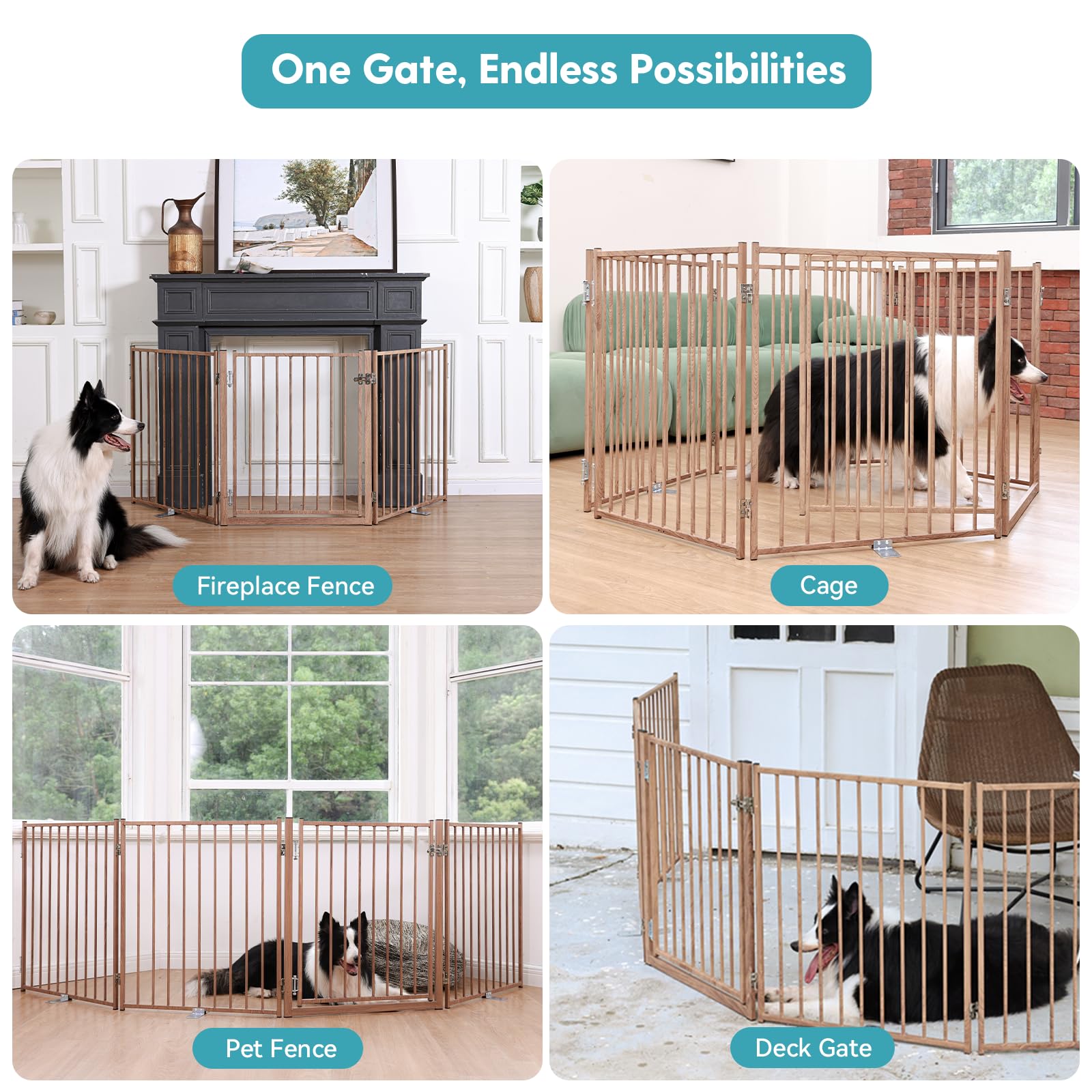No Pawblems gate setup at staircase highlights secure freestanding option for stairs and hallways.