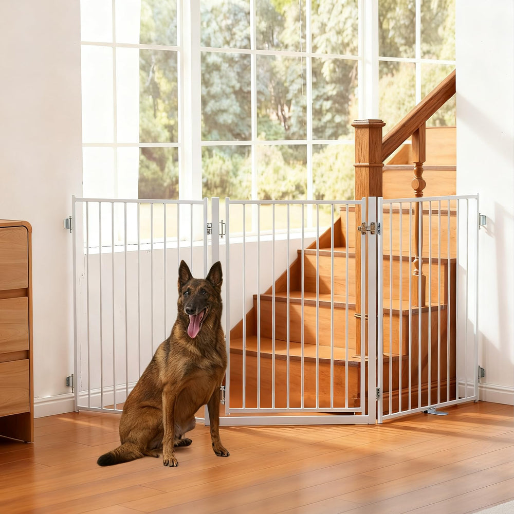 No Pawblems Free Standing Gate in stand-ready position for versatile indoor containment.