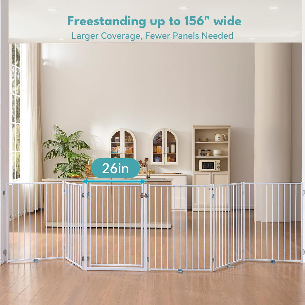 No Pawlems gate walk-through door enables easy entry while keeping pets contained.