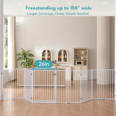 No Pawlems gate walk-through door enables easy entry while keeping pets contained.