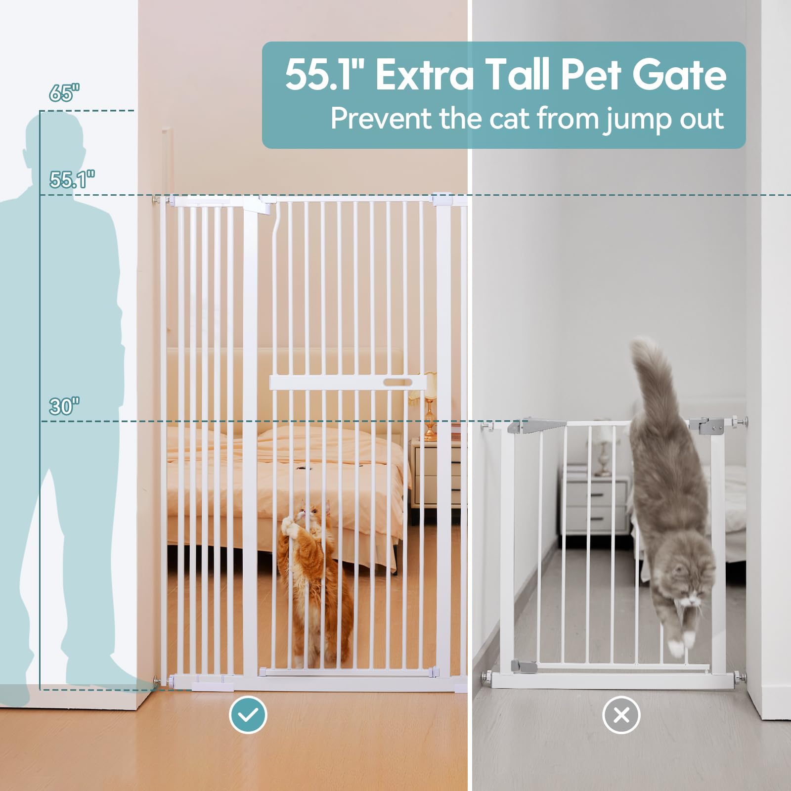 No Pawblems pressure-mounted installation demonstrates tool-free doorway and stair setup.