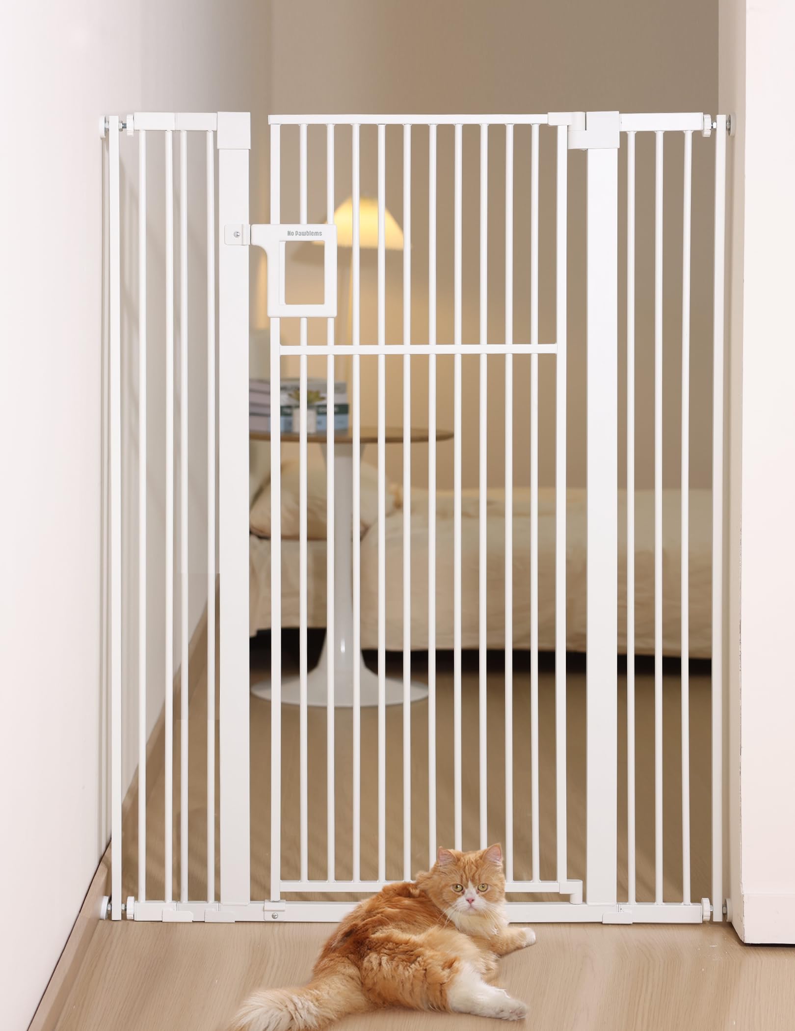 No Pawblems Upgraded 55-inch gate dominates doorway spaces for pet-safe barriers