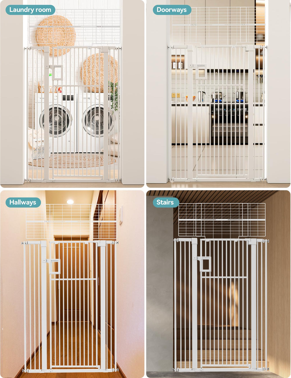 No PawProblems white finish on 71in gate blends with interior décor