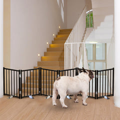 No Pawblems freestanding dog gate assembly enables quick room setup.