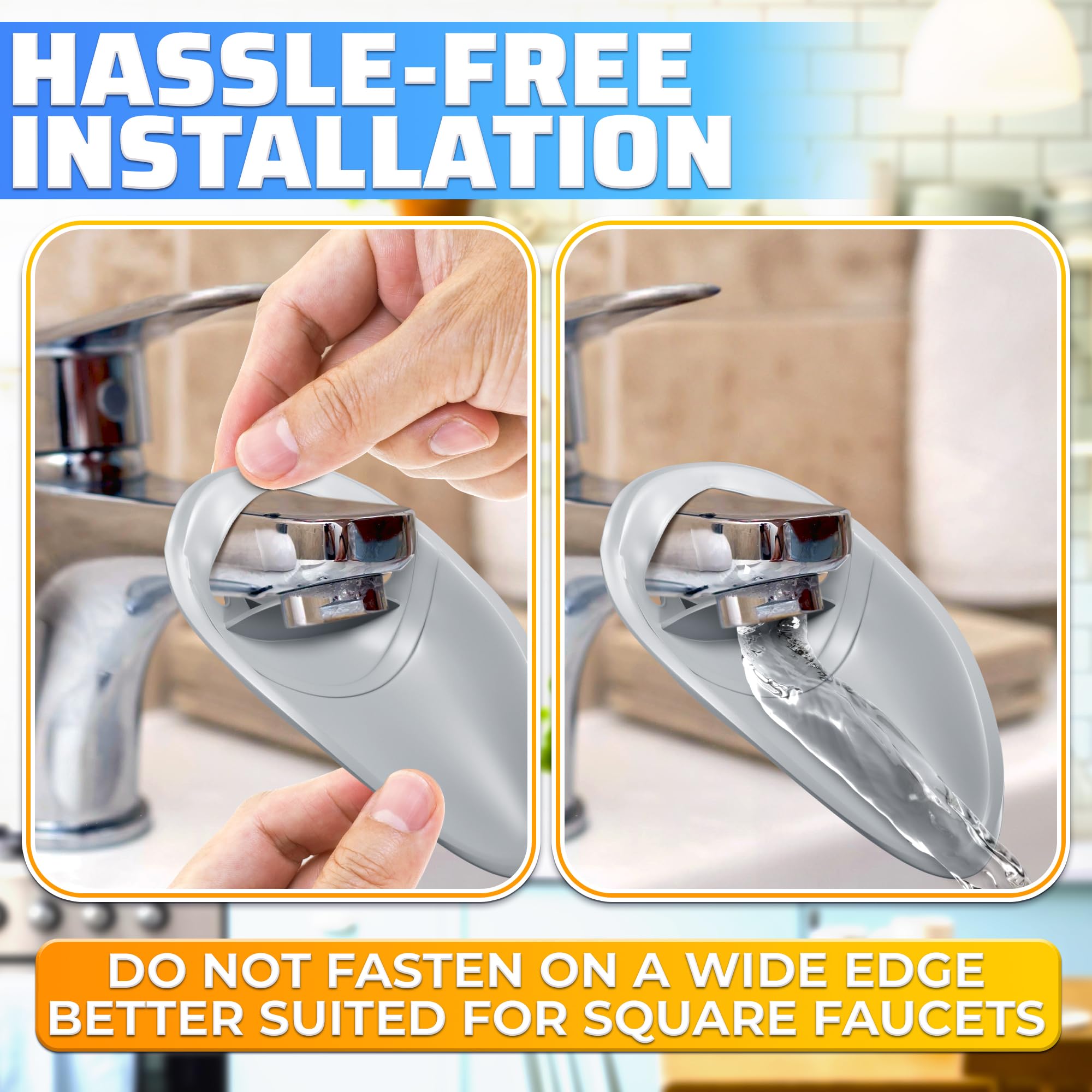 Toddler faucet extender no-tool attachment fits conventional faucets