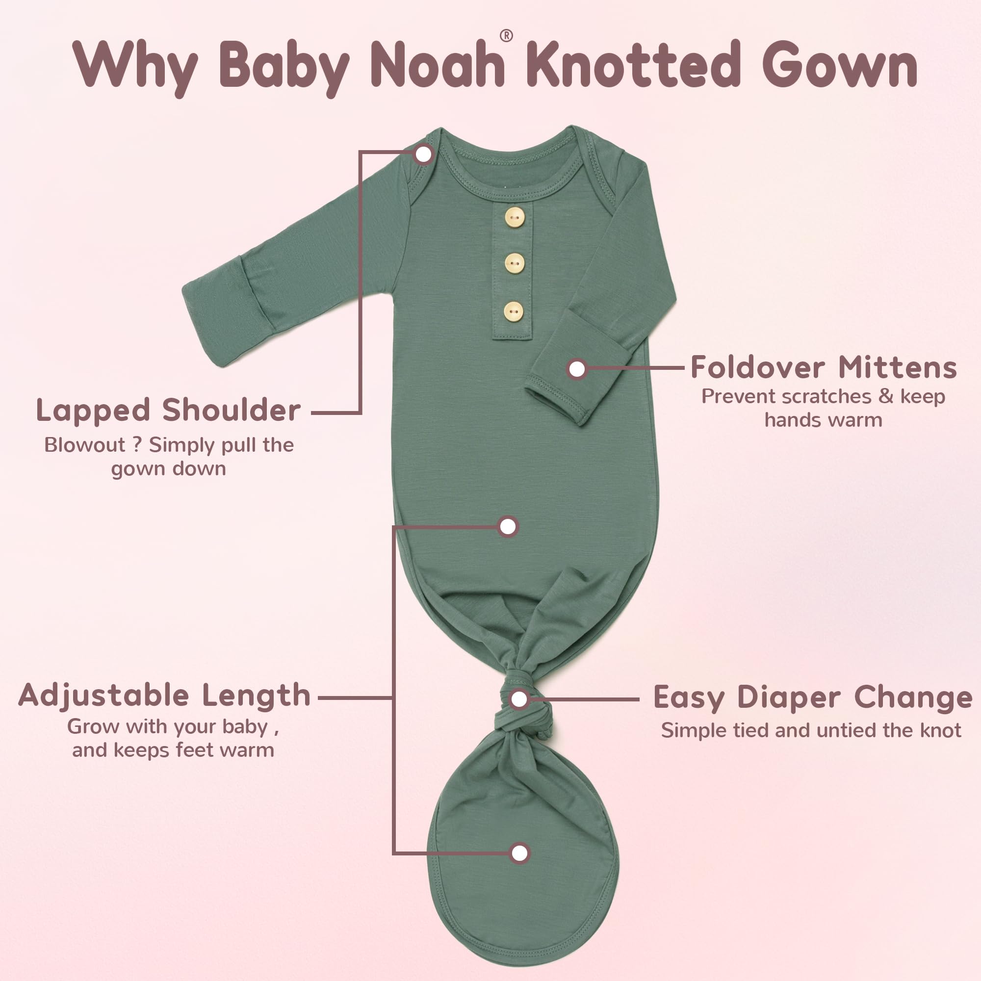 Noah Baby available newborn and 0-3 months in multiple colors.