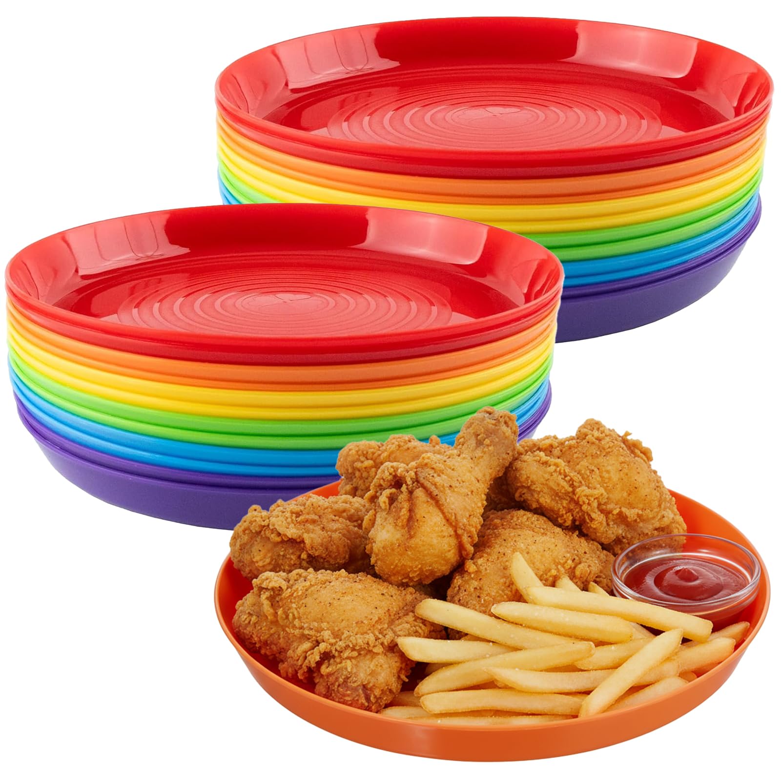 Nodaaiie 24-pack kids plates in colorful set for vibrant, mess-friendly meals.