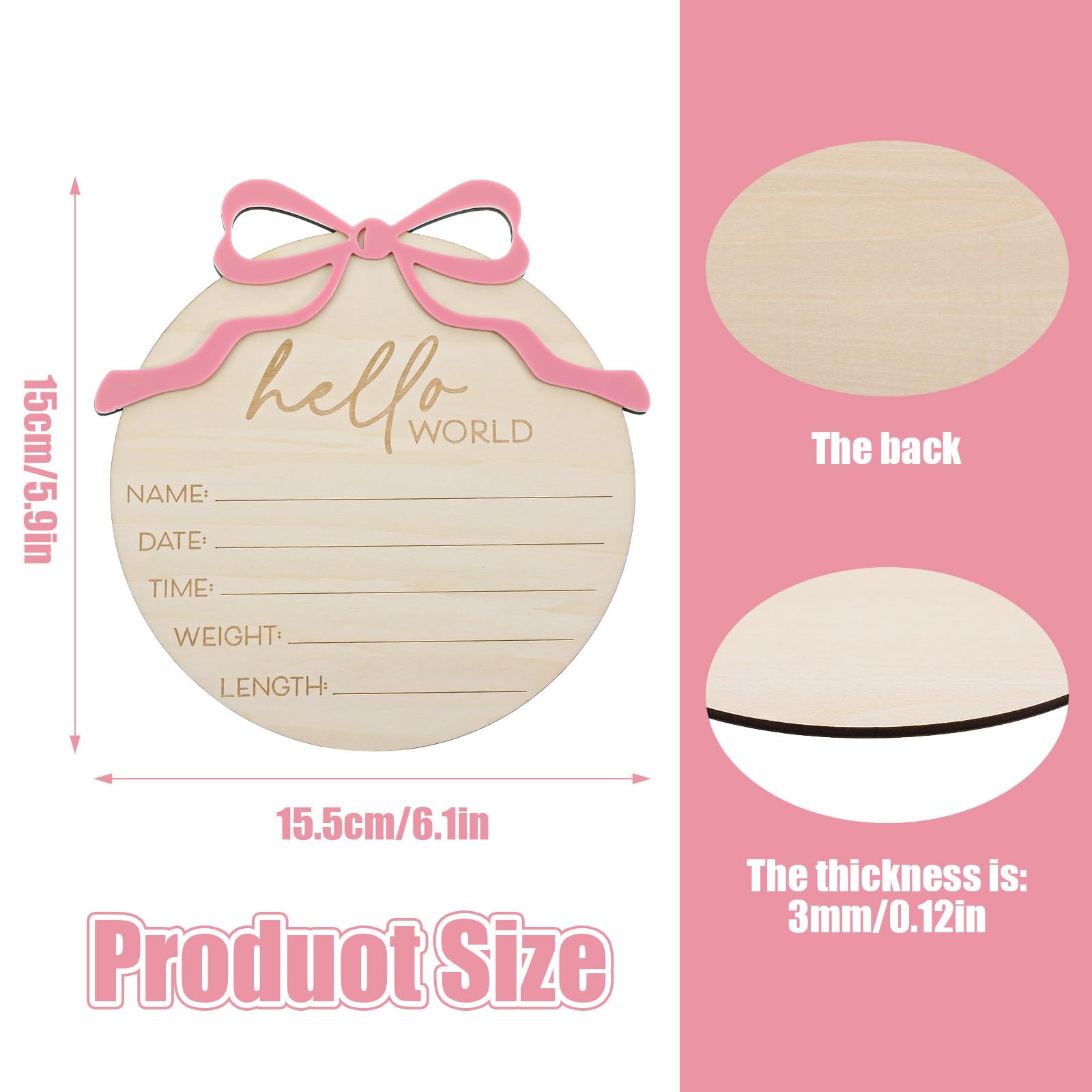 Nogeqi baby-name-round-sign showcases name and birth stats for a memorable newborn reveal.