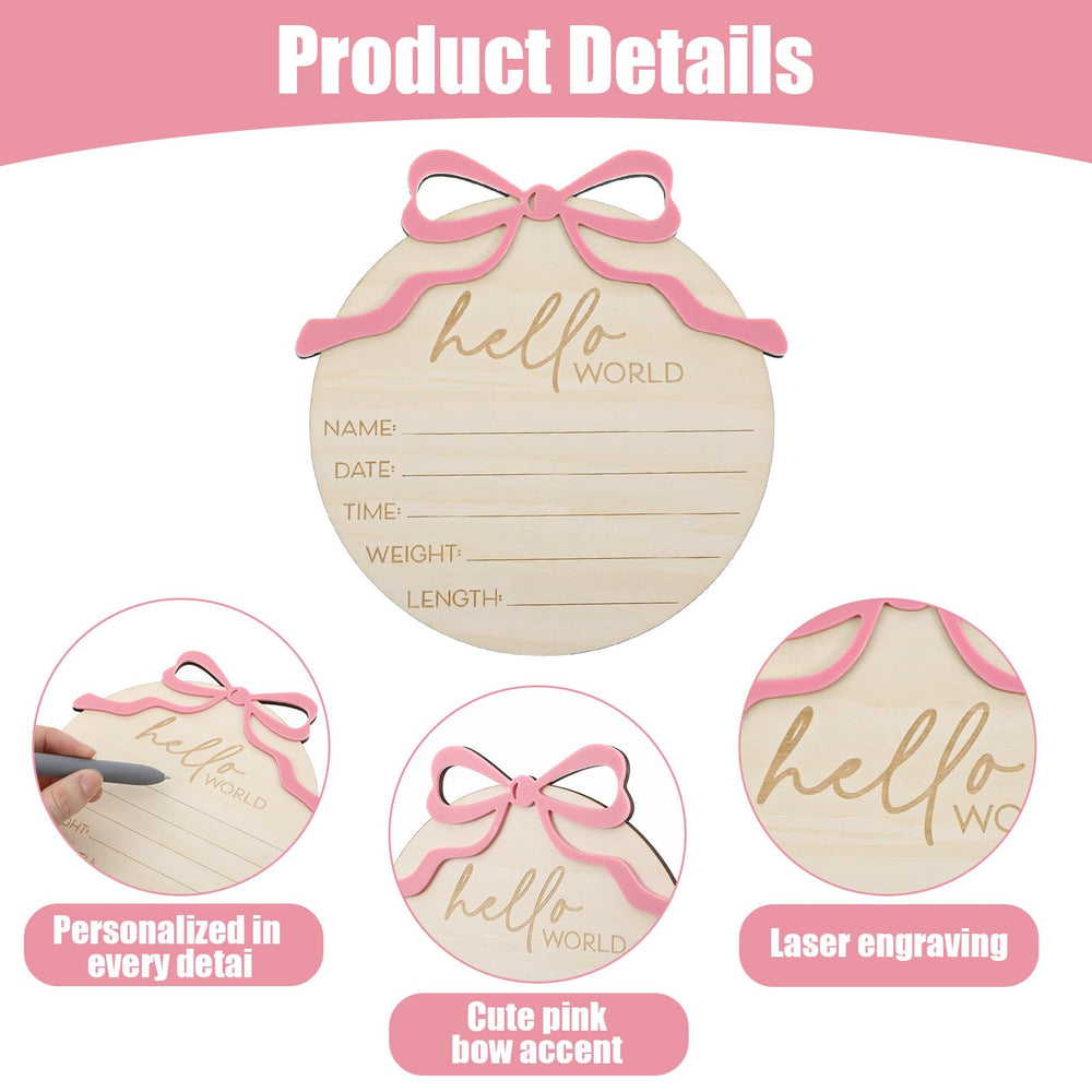 Nogeqi engraved-hello-world highlights birth details in a stylish keepsake.