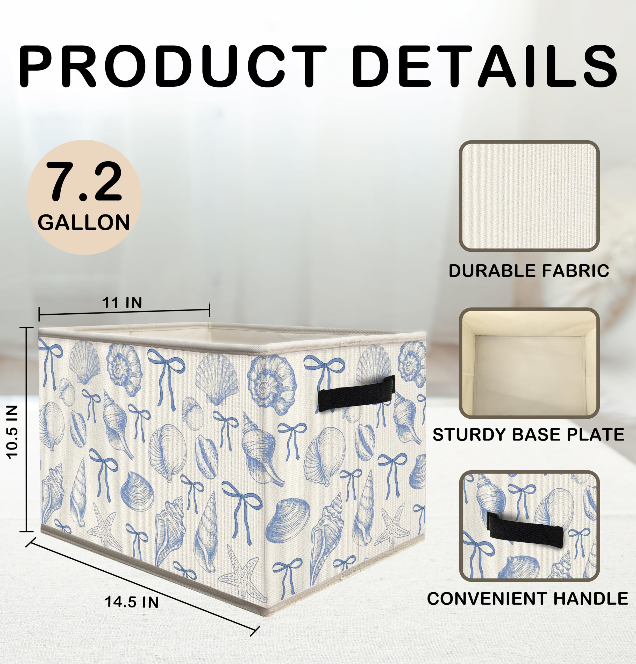 Nogrit Coquette Blue Bow storage bin printed patterns provide decorative organization