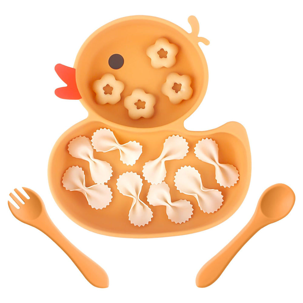 nohlerlife baby suction plate orange front view with strong grip for mess-free meals