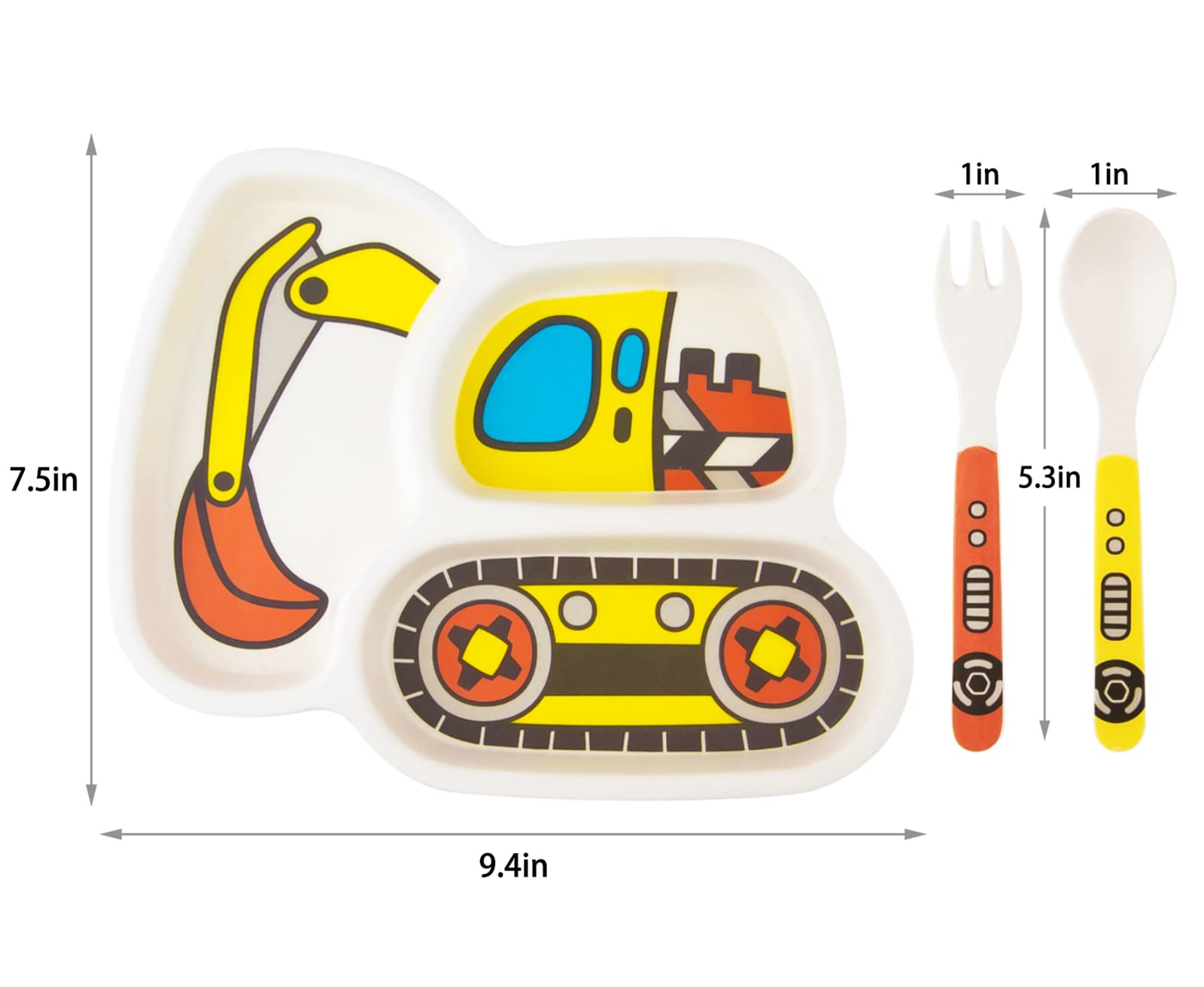 Nohlerlife Excavators dishwasher-safe dinnerware simplifies cleanup after meals.