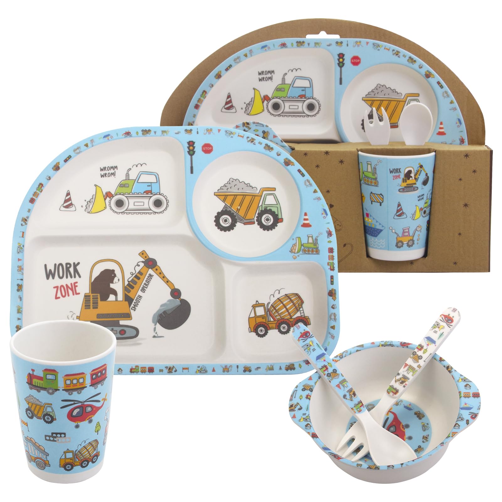 Nohlerlife animal-pattern dinnerware makes mealtime fun for kids.