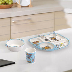 Nohlerlife kids feeding-set bowl with animal pattern keeps meals organized.