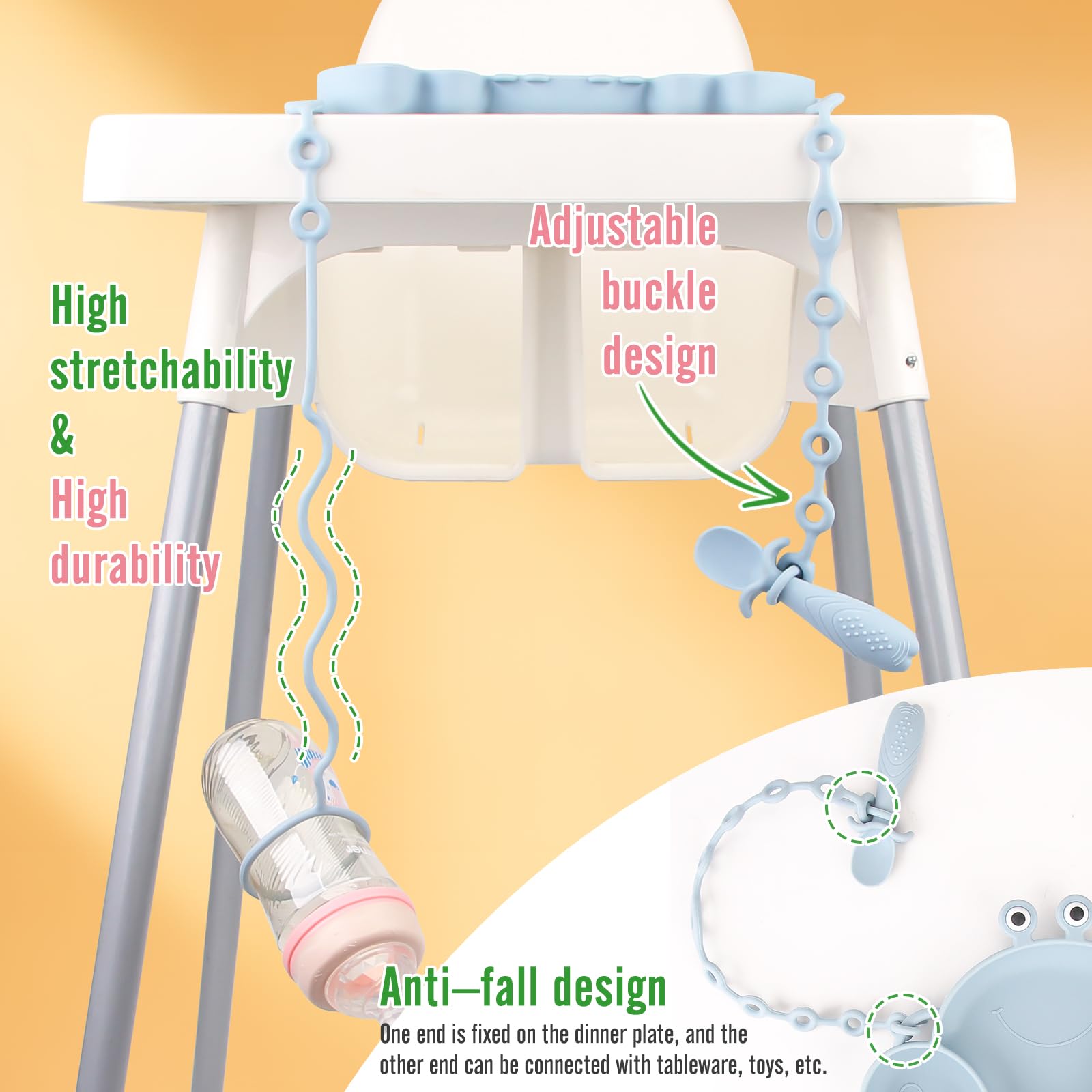 Nohlerlife crab-pattern plate blue engages kids and supports self-feeding with partitions.