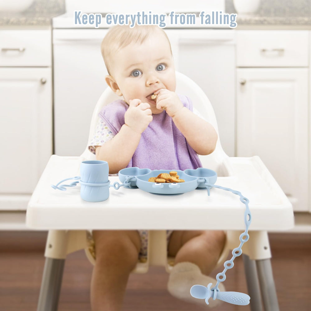 Nohlerlife open cup blue supports spills-free sipping during early self-feeding practice.