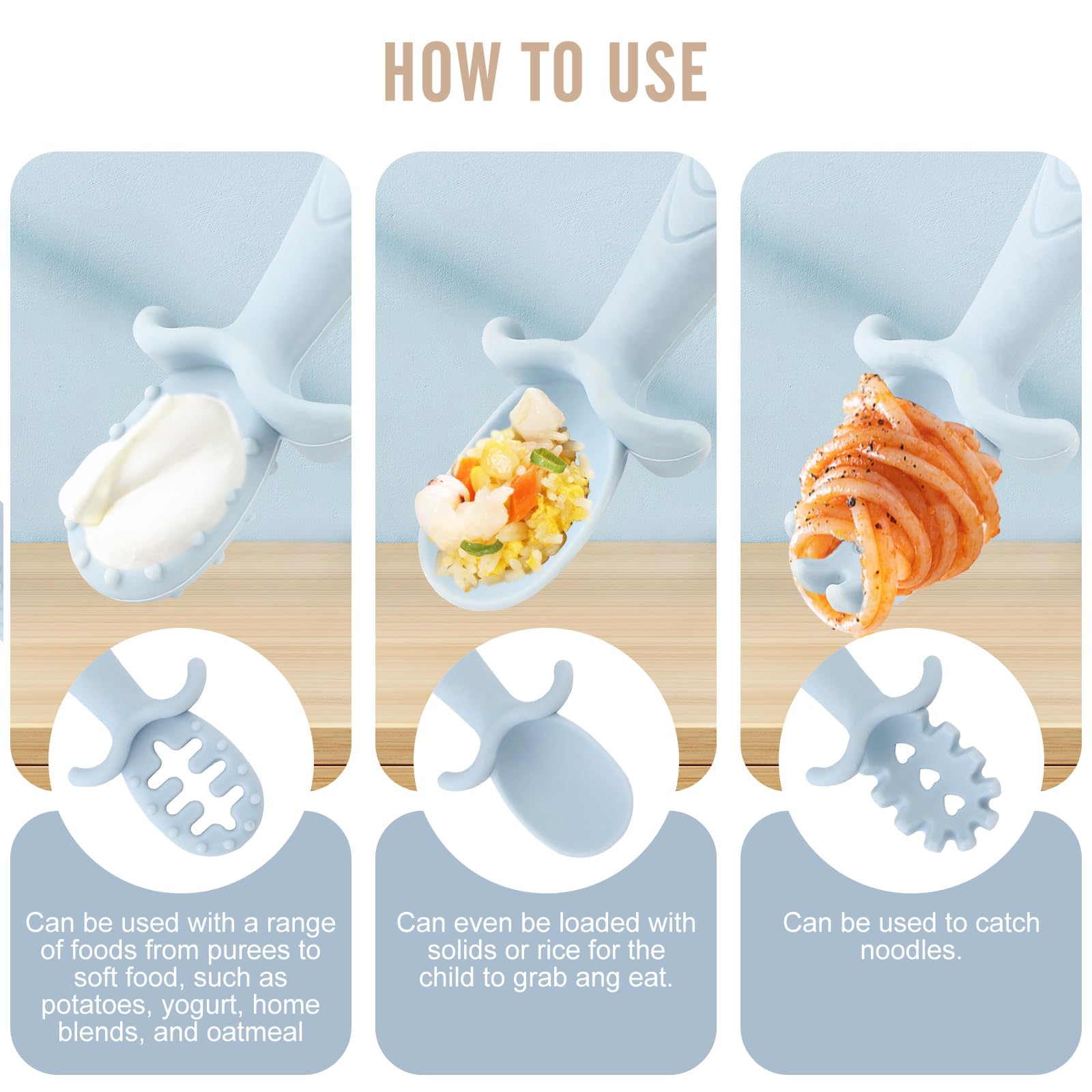 Nohlerlife silicone set blue top-rack dishwasher safe for busy families.