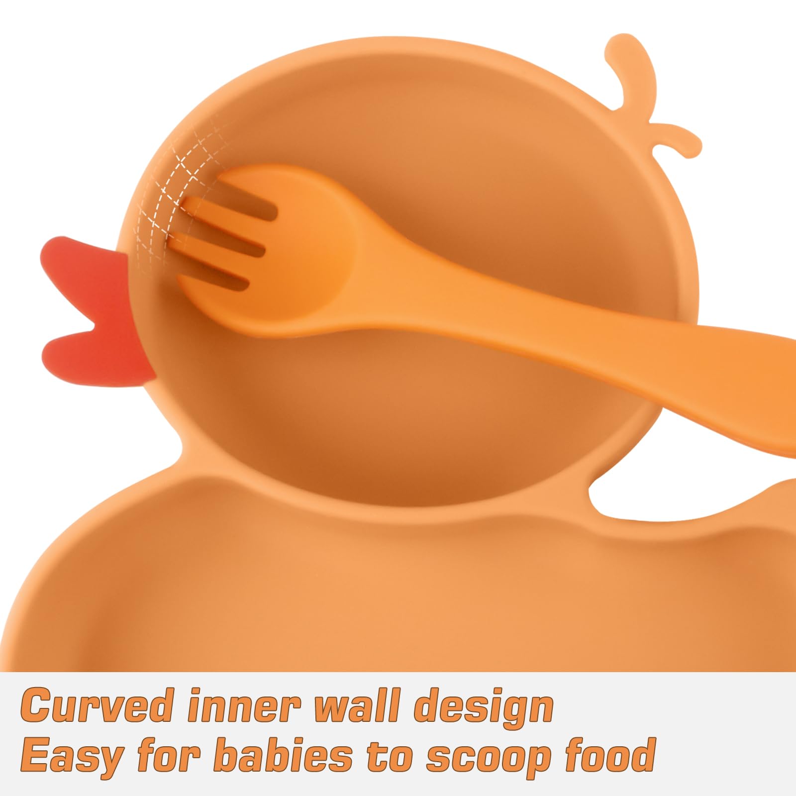 nohlerlife silicone fork and spoon set gentle on gums and easy self-feeding