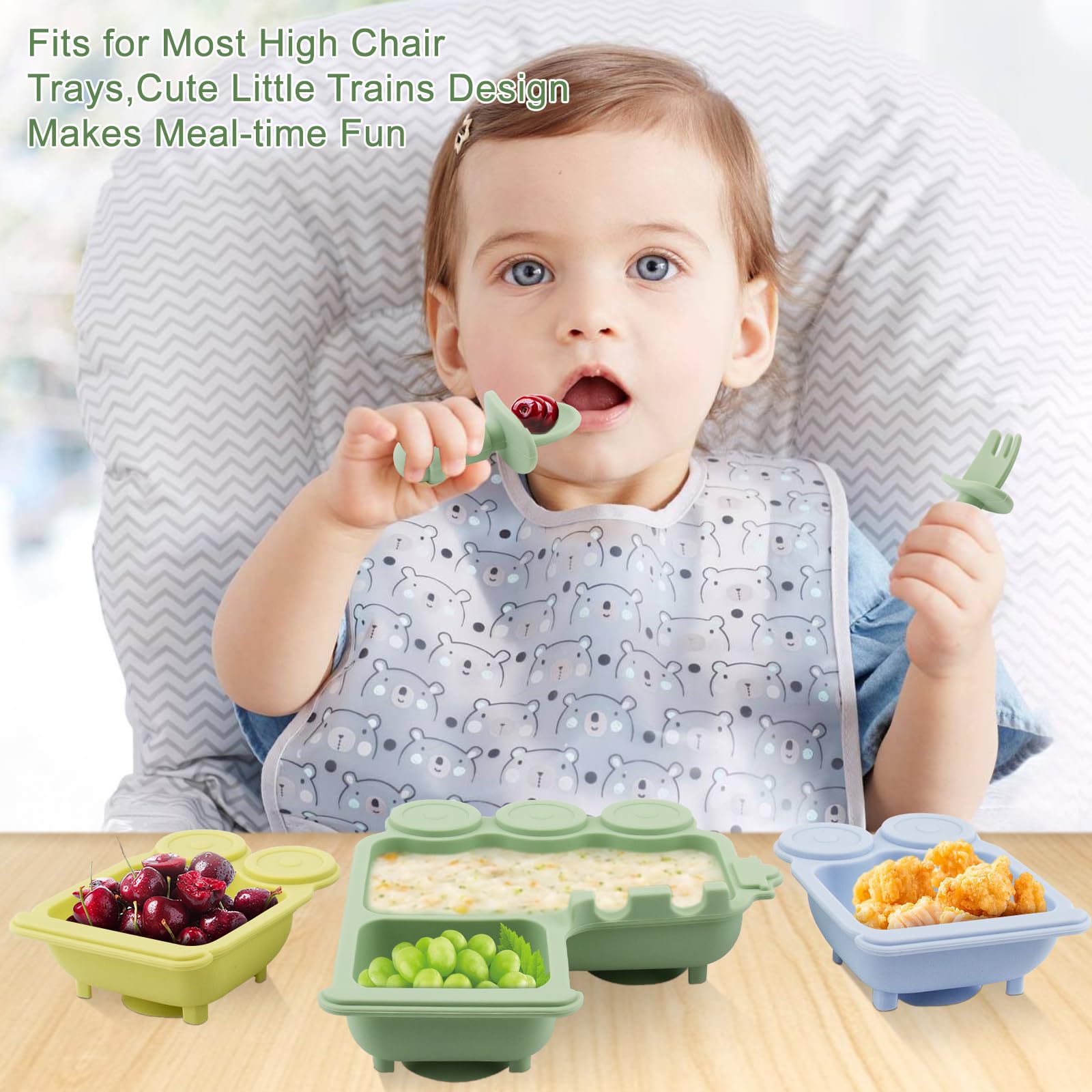 Nohlerlife trains divided plate with four compartments for varied meals.