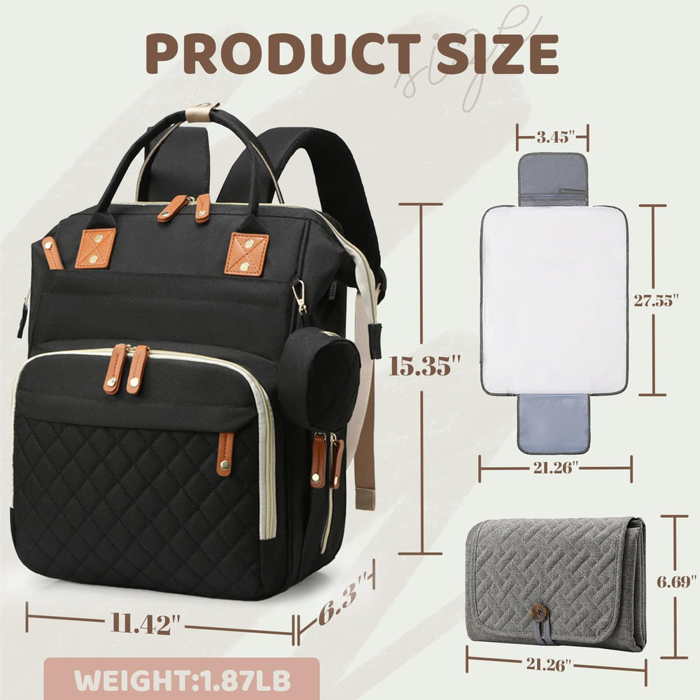 Noiclub black durable material diaper bag backpack designed for daily family use.
