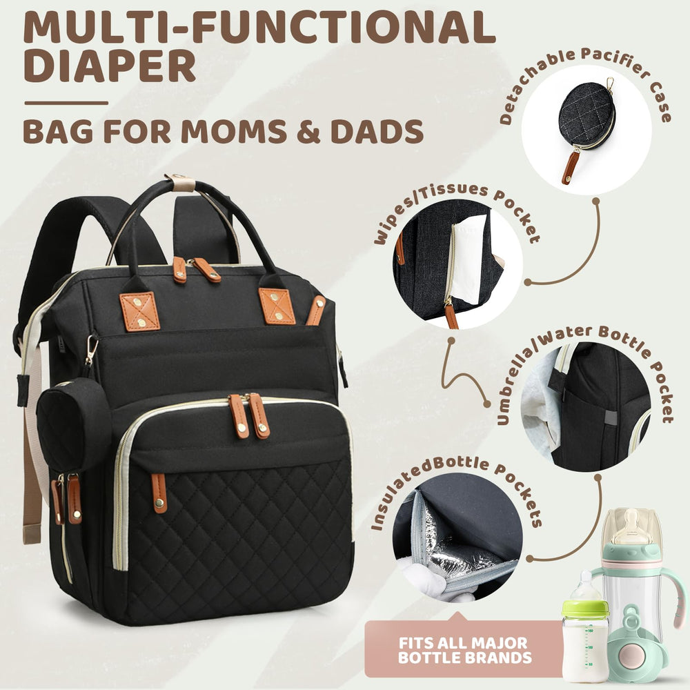 Noiclub black interior compartments show organized space for bottles and wipes.