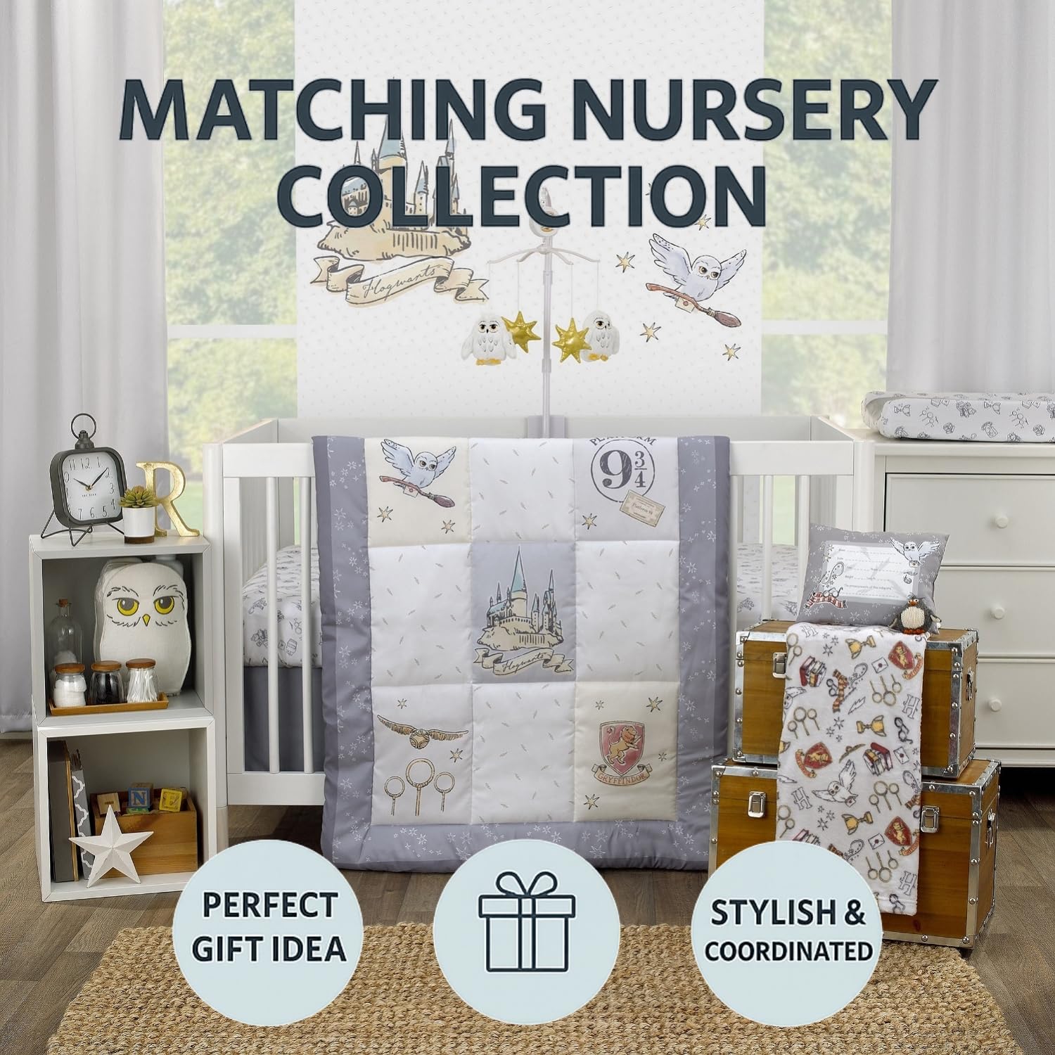NoJo Magical Moments grey-white palette coordinates with Harry Potter bedding