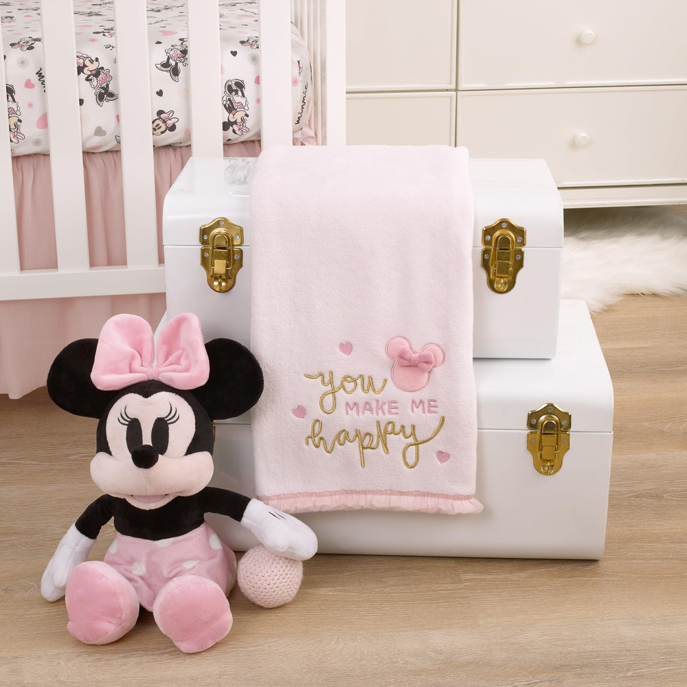 NoJo pink soft fabric with hearts blanket emphasizes gentle warmth for stroller outings.
