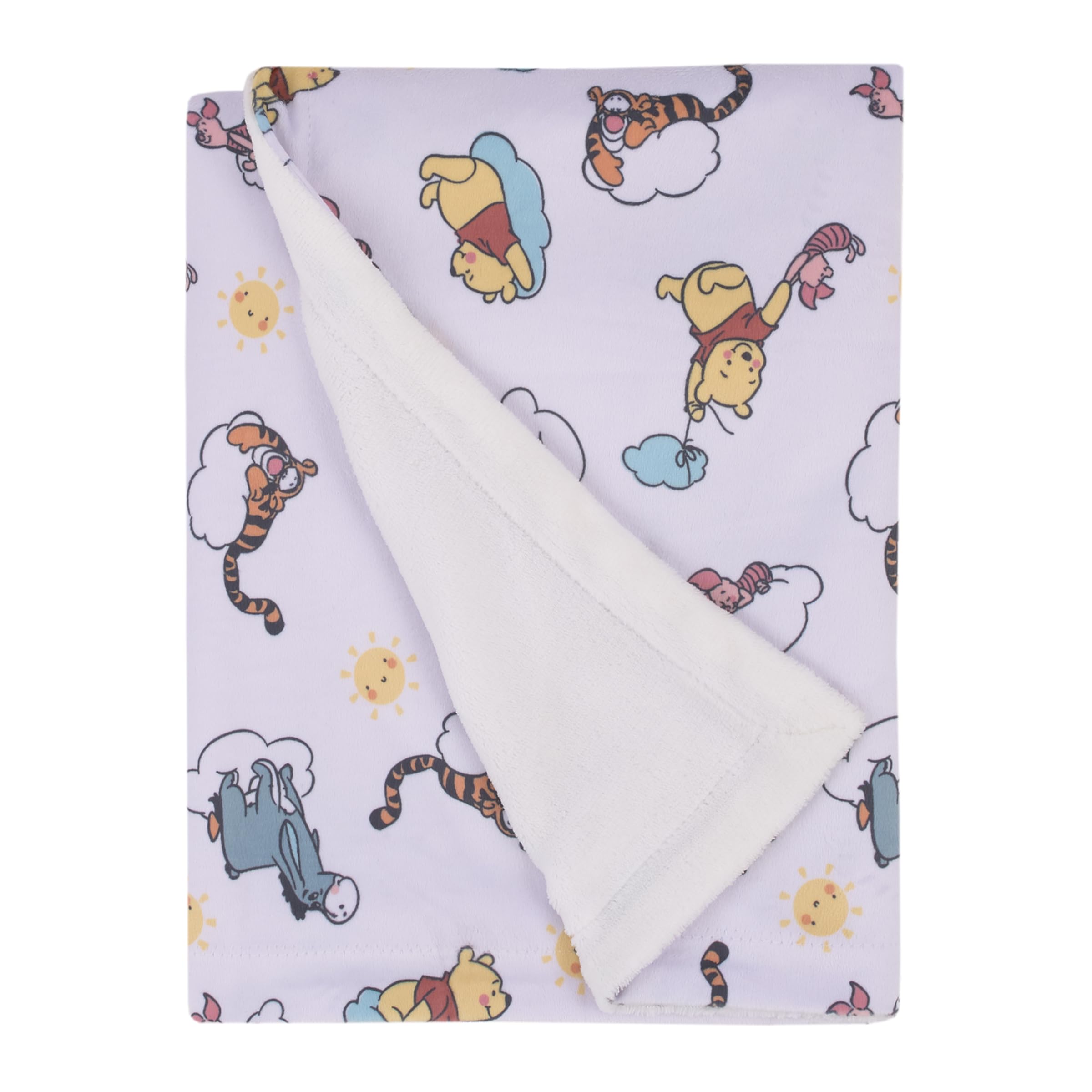 NoJo Disney Pooh print detail highlighting soft fabric for gentle baby skin.