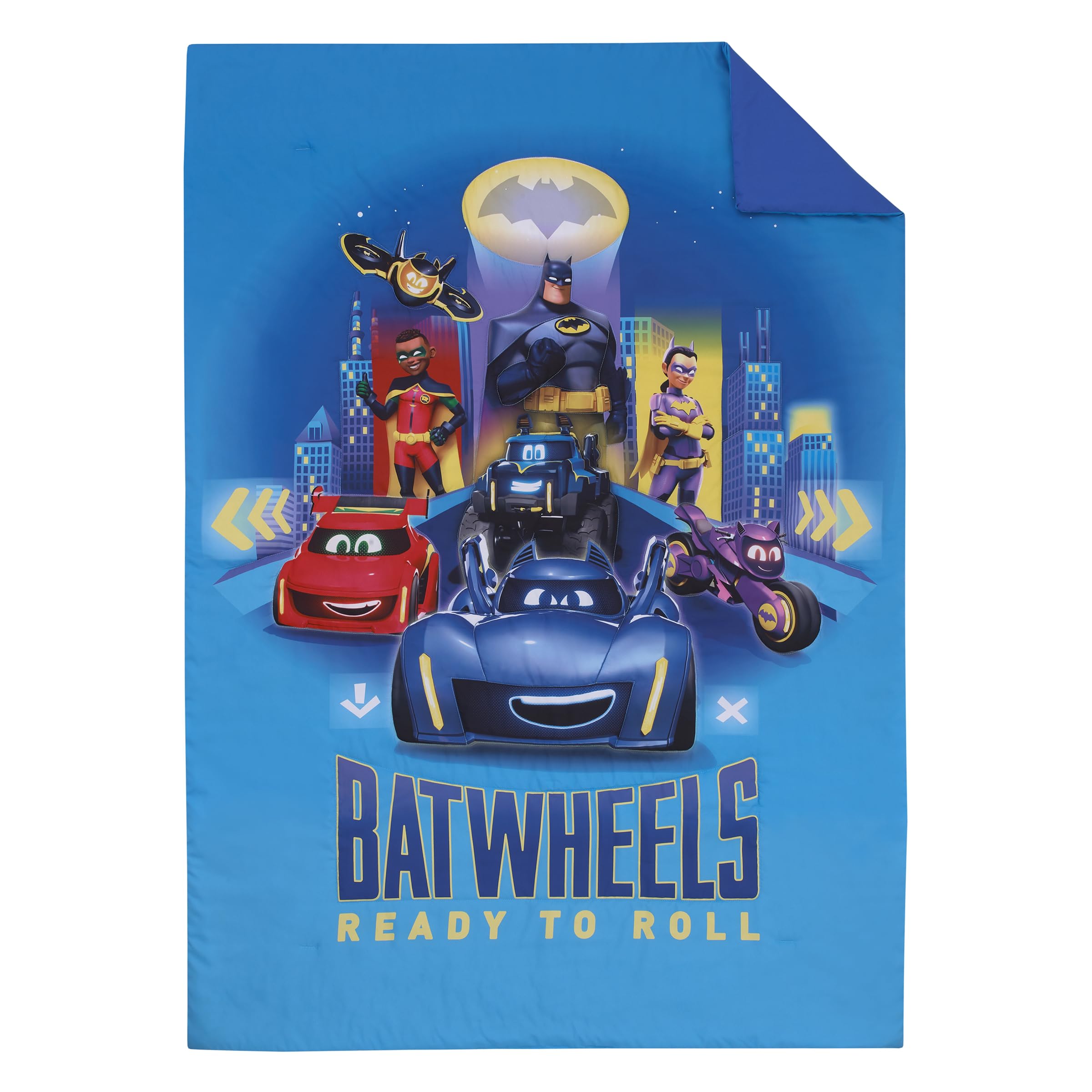 NoJo Batwheels fitted sheet showcasing playful pattern for secure toddler crib compatibility