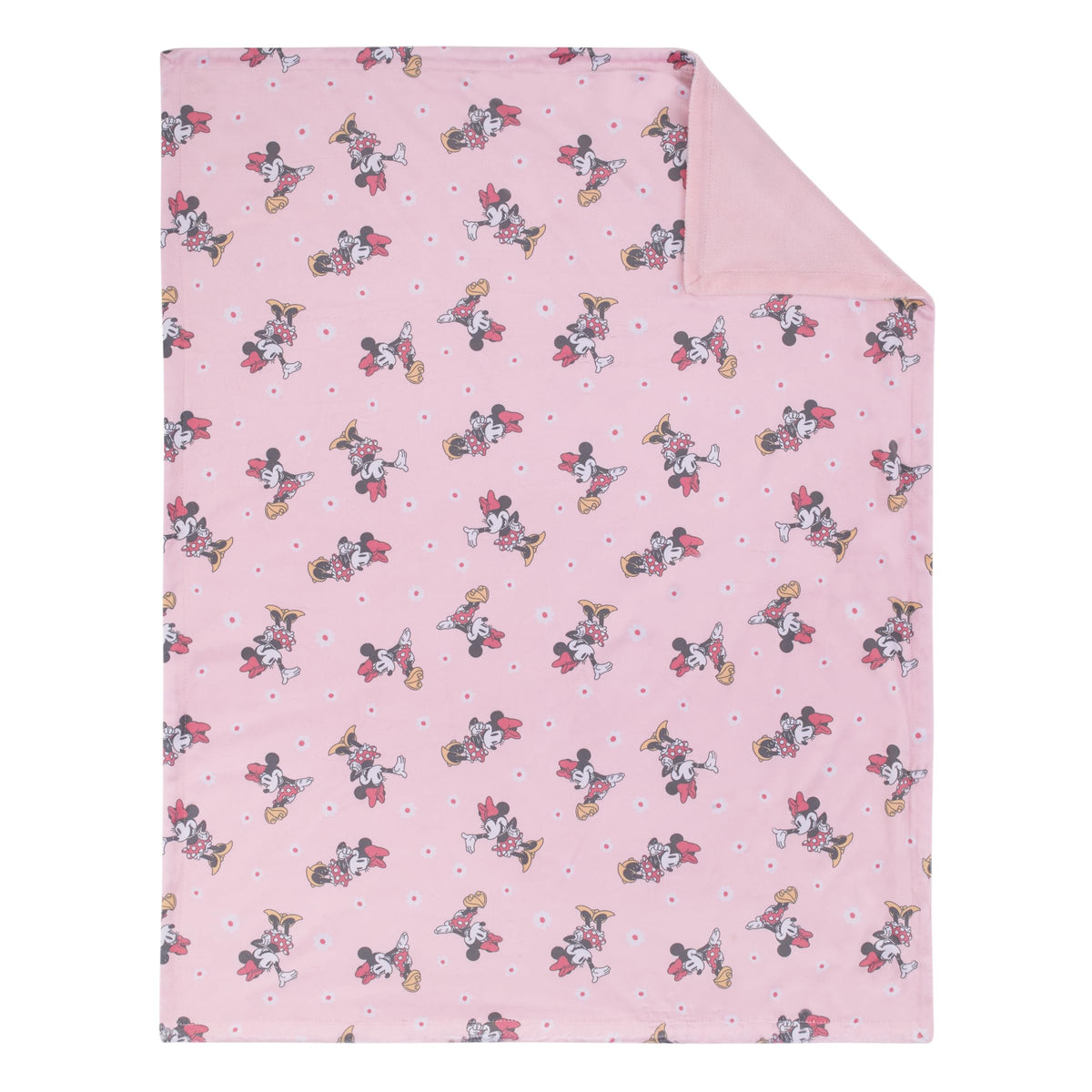 NoJo Deluxe Minnie Mouse blanket pink print side offers cozy stroller comfort