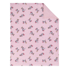NoJo Deluxe Minnie Mouse blanket pink print side offers cozy stroller comfort