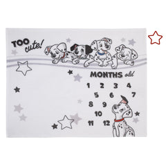 NoJo Disney 101 Dalmatians blanket photo op moment for adorable monthly milestones.