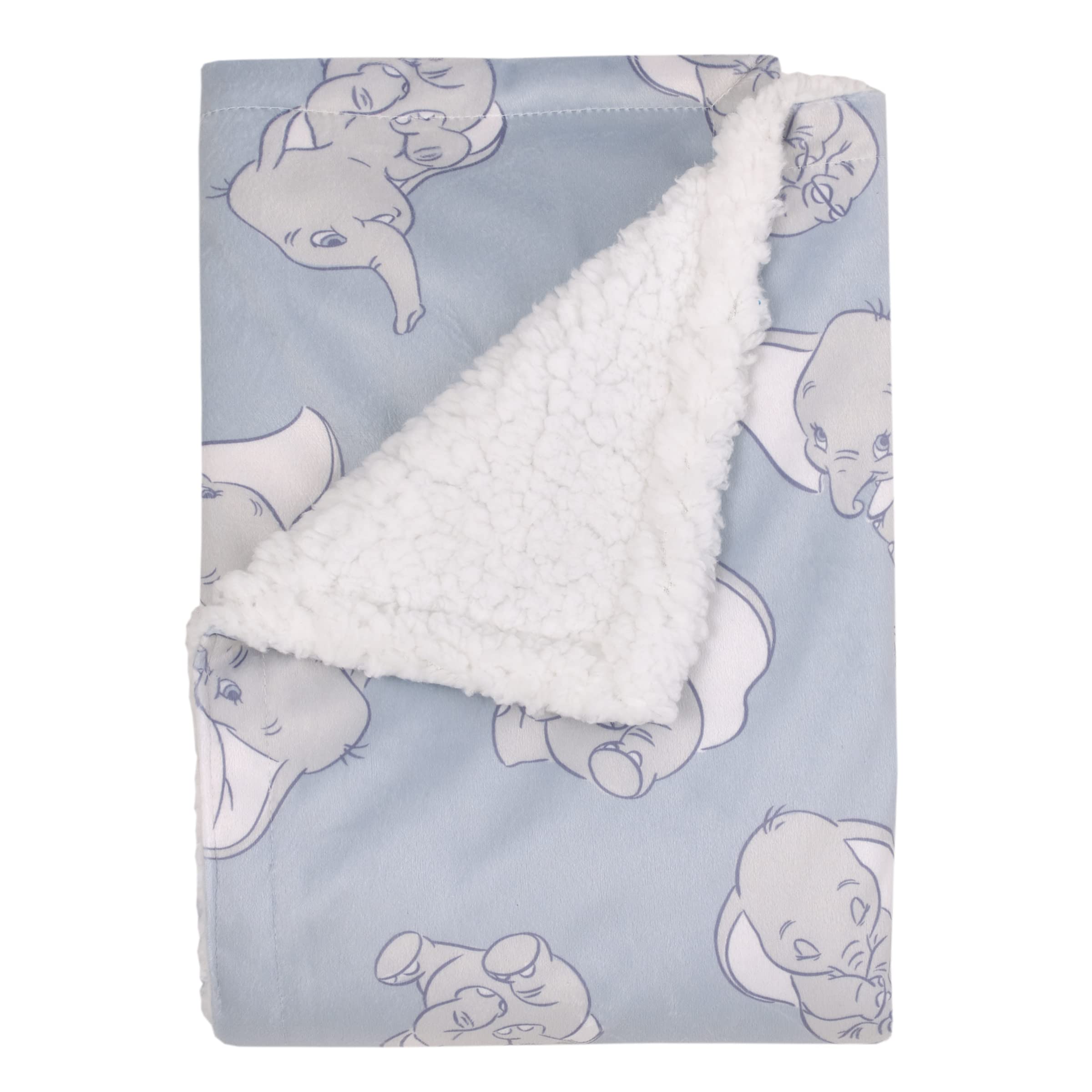 NoJo Disney Dumbo Sweet Little Baby Blanket pattern in light blue and white for cozy cuddles.
