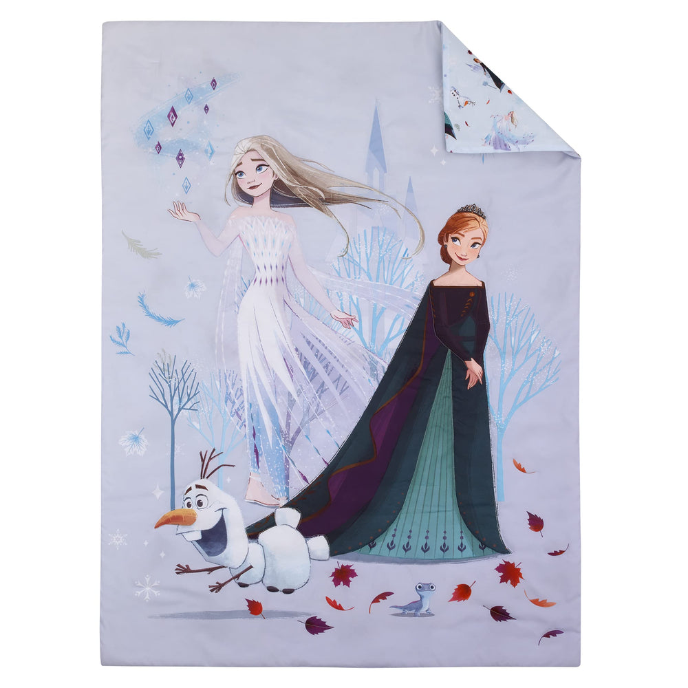 NoJo Frozen Winter Cheer fitted sheet on a toddler mattress for secure fit.