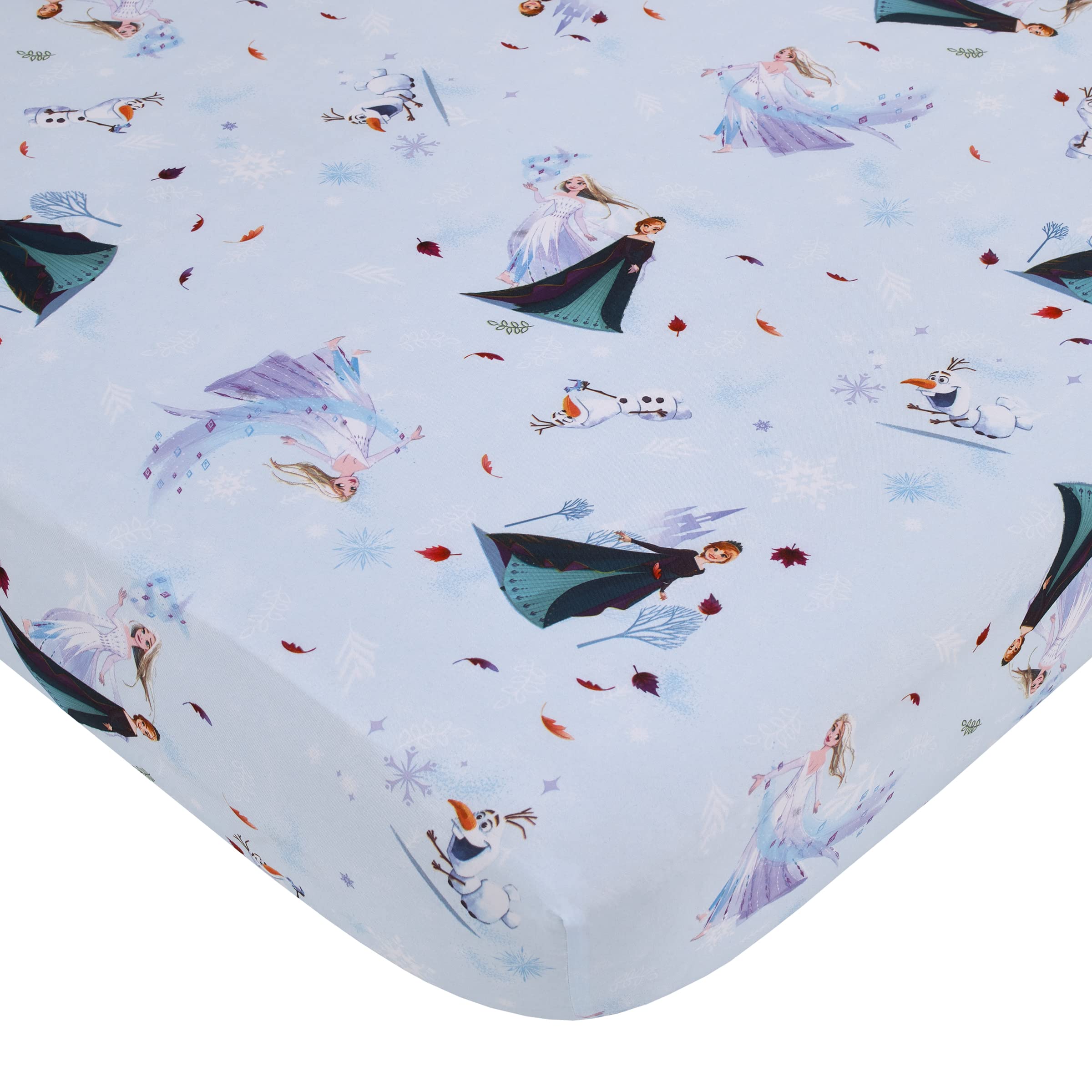 NoJo Frozen Winter Cheer flat sheet in lavender aqua and green for vibrant styling.