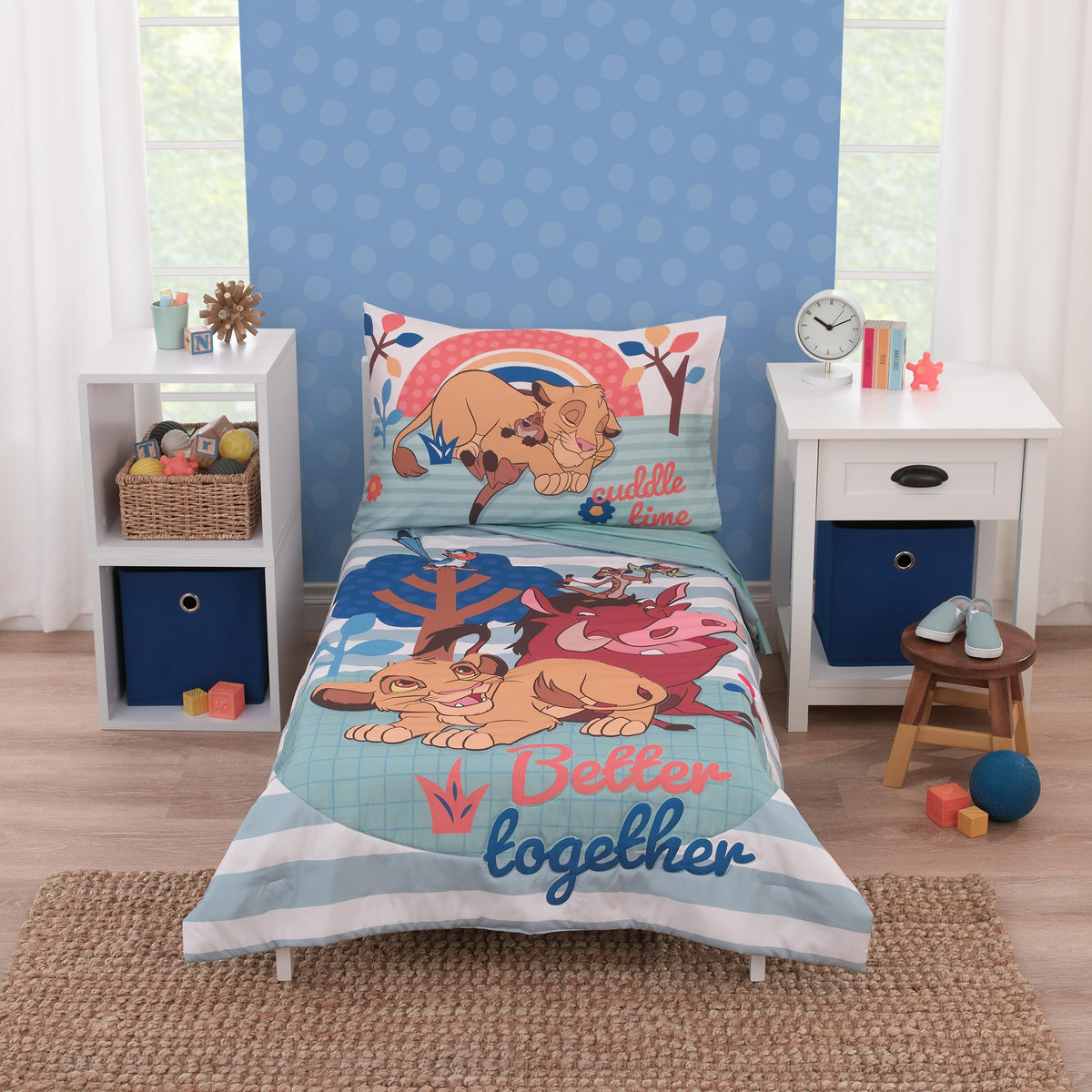 NoJo Lion King comforter image showcases Simba and friends for cozy bedtime.