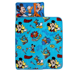NoJo Disney Mickey Funhouse nap mat folds for easy travel and storage.