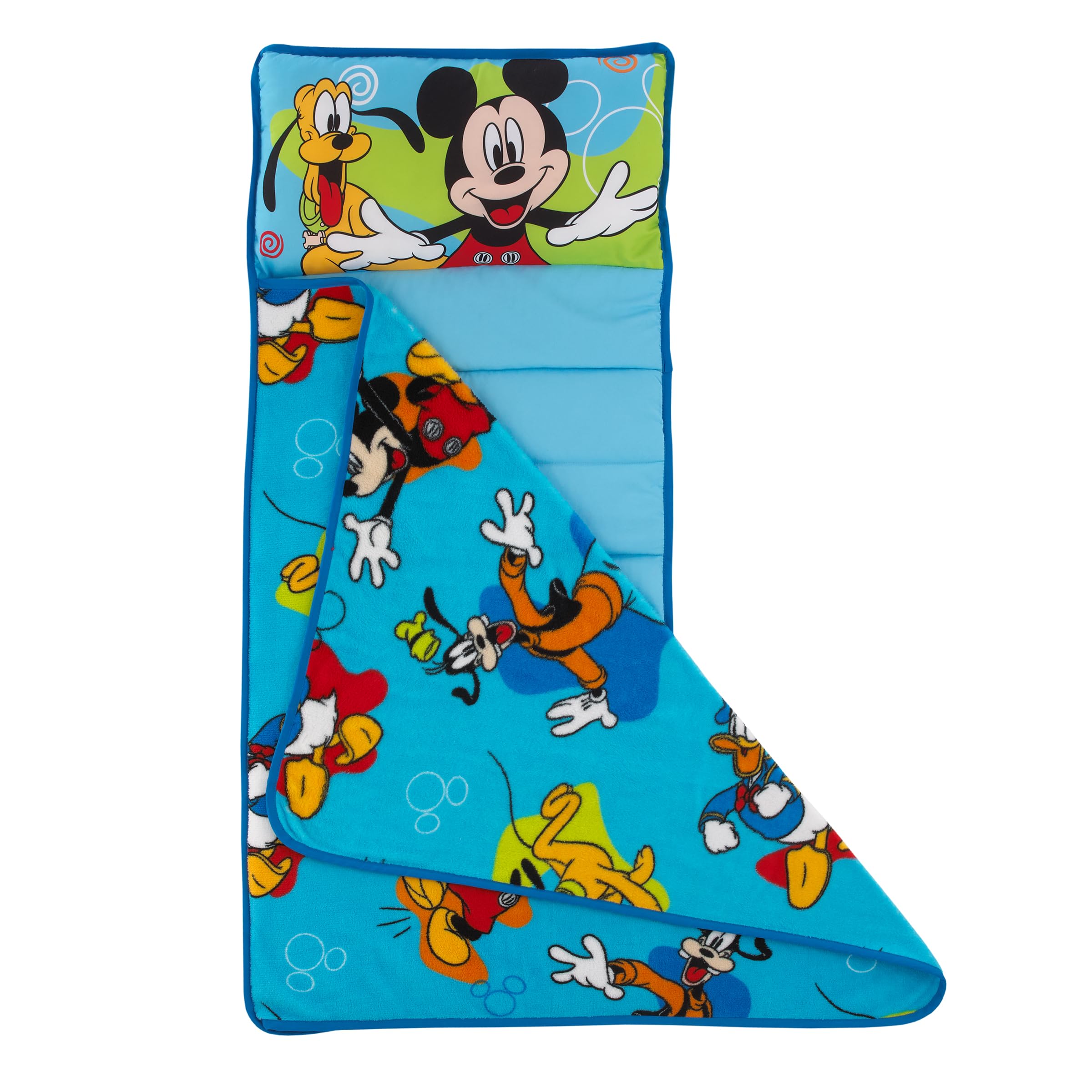 NoJo Disney Mickey nap mat with attached pillow ready for cozy nap time on the go.