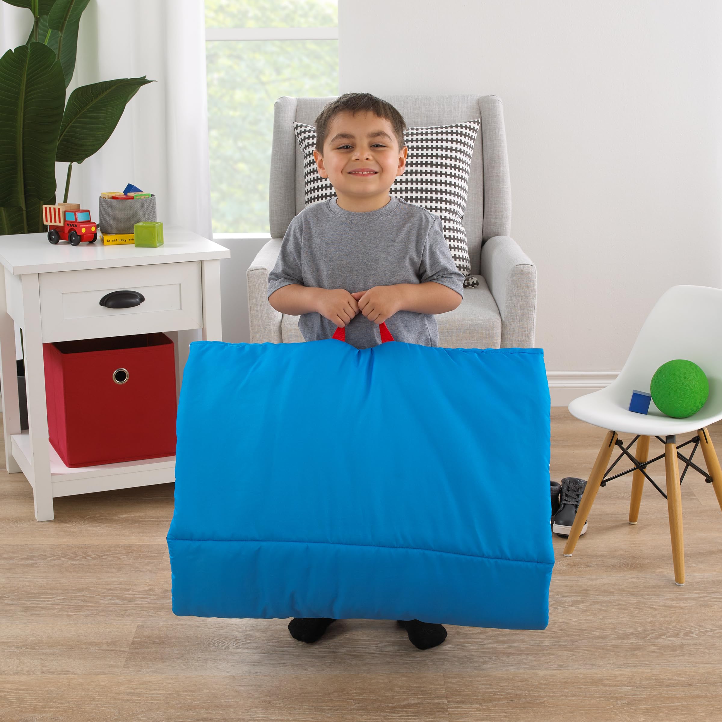 NoJo Disney Mickey nap mat rolled for compact storage.