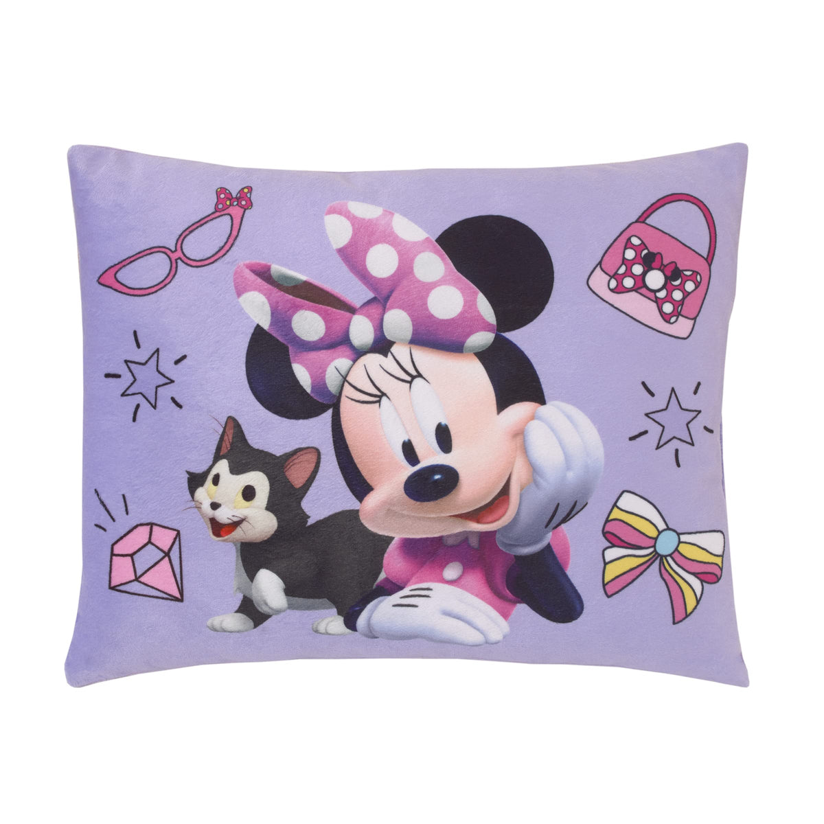 NoJo Disney Minnie Mouse Figaro front pillow for cozy toddler decor