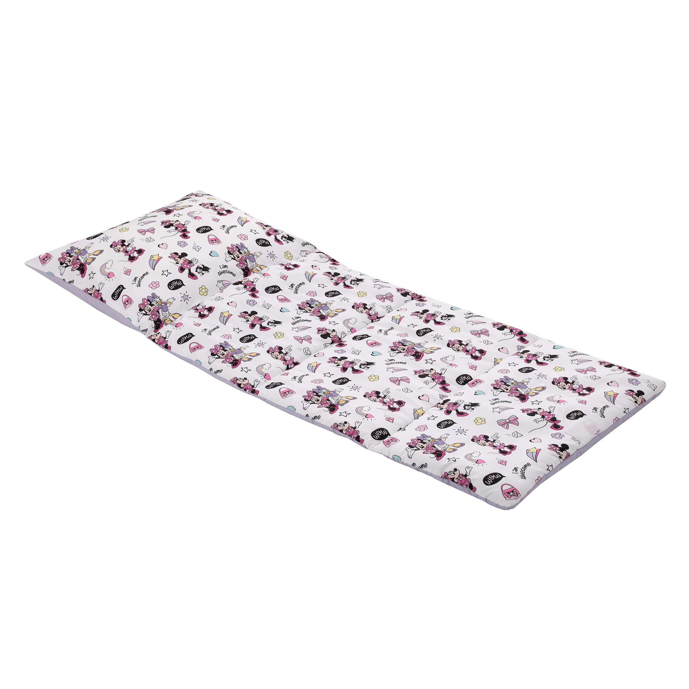 NoJo Disney Minnie nap mat with pillow attached for quick nap setup.