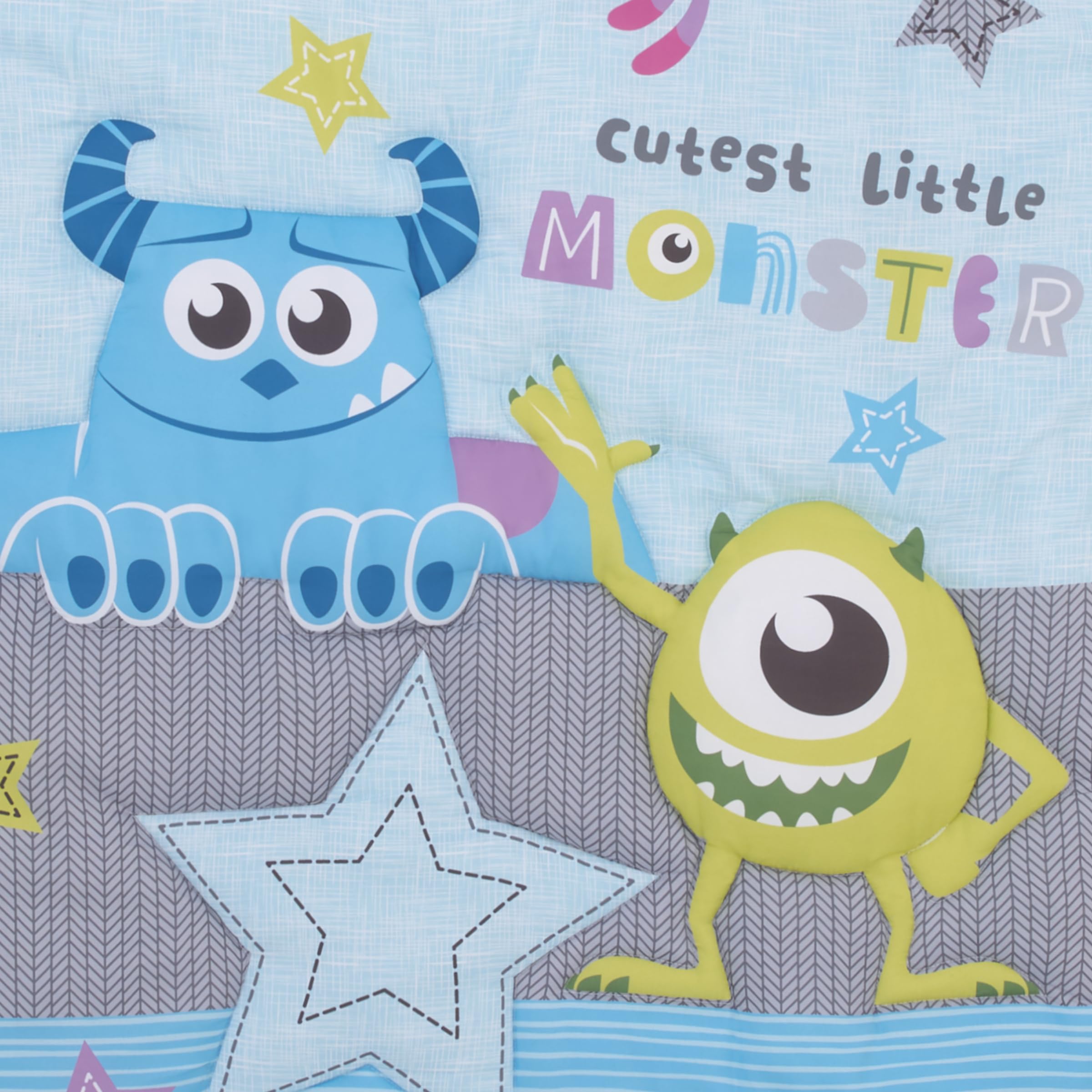 NoJo Monsters Inc stars pattern adds bright color and friendly monsters to the room