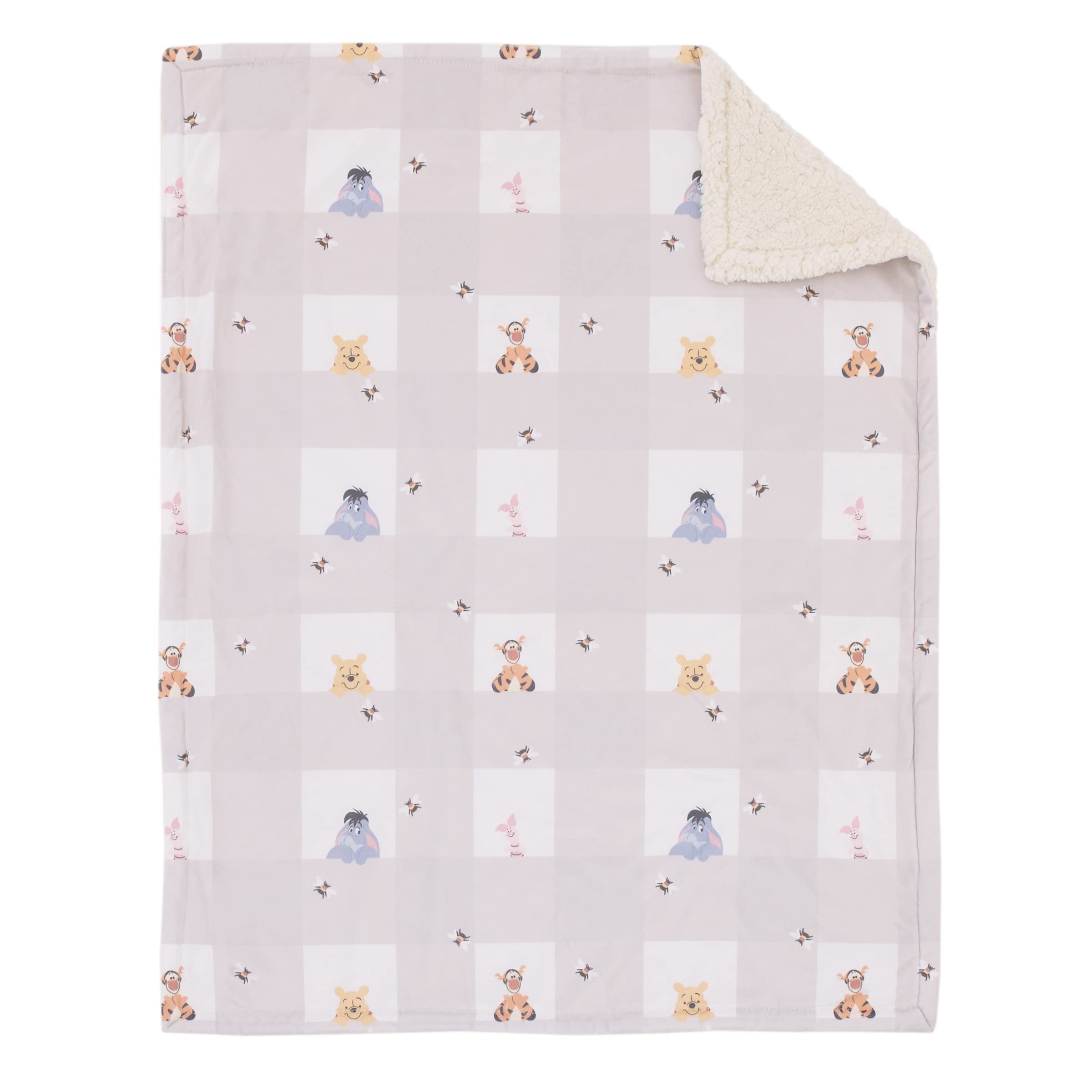 NoJo Pooh characters pattern highlights Piglet, Tigger and Eeyore for playful nursery decor.