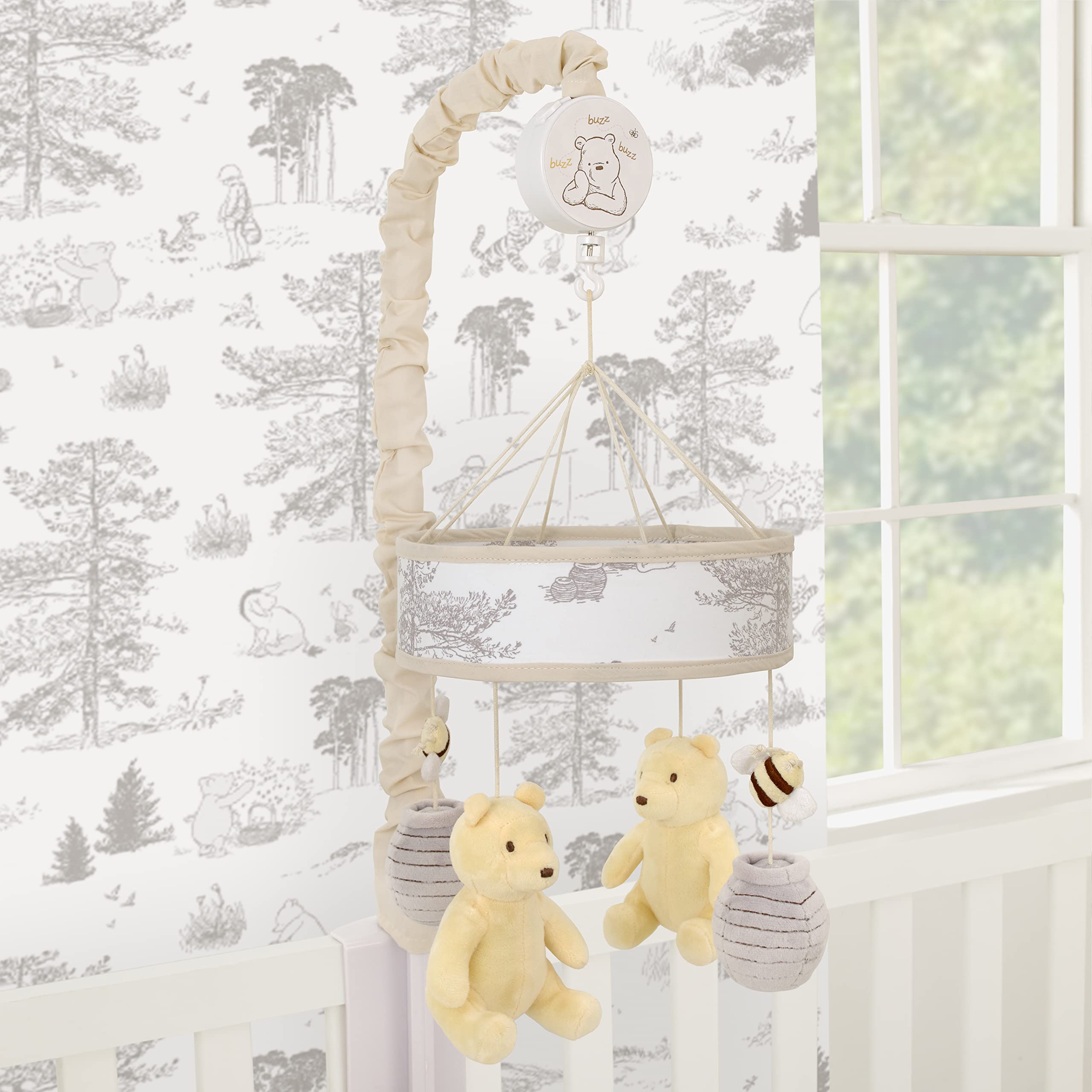 NoJo Pooh Hunny Fun mobile bees and honey pot for charming nursery decor and visual engagement.