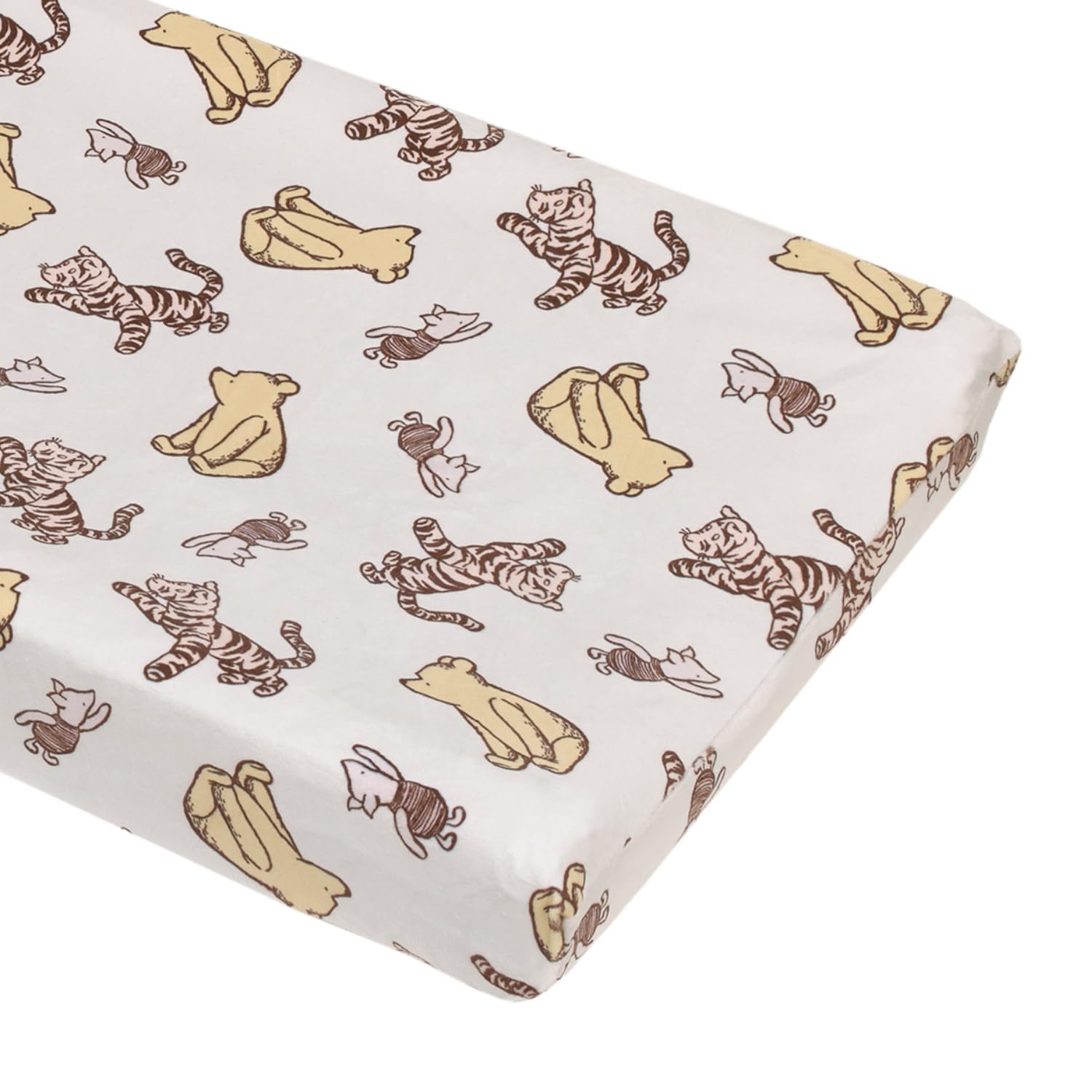 NoJo Disney Pooh Hunny Fun pattern on changing pad cover offers cozy, soft comfort.