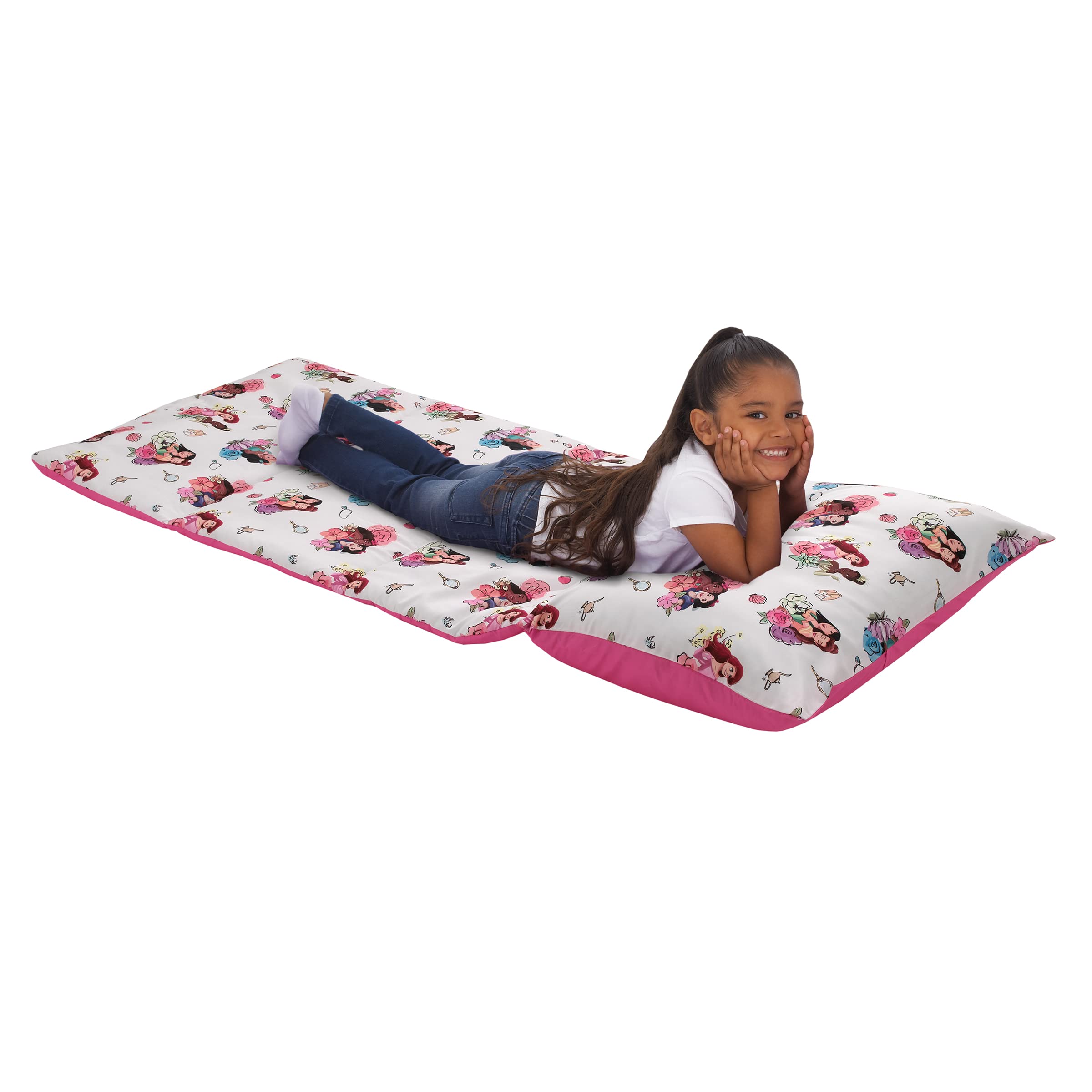 NoJo nap mat pattern close-up highlights princess artwork and soft color